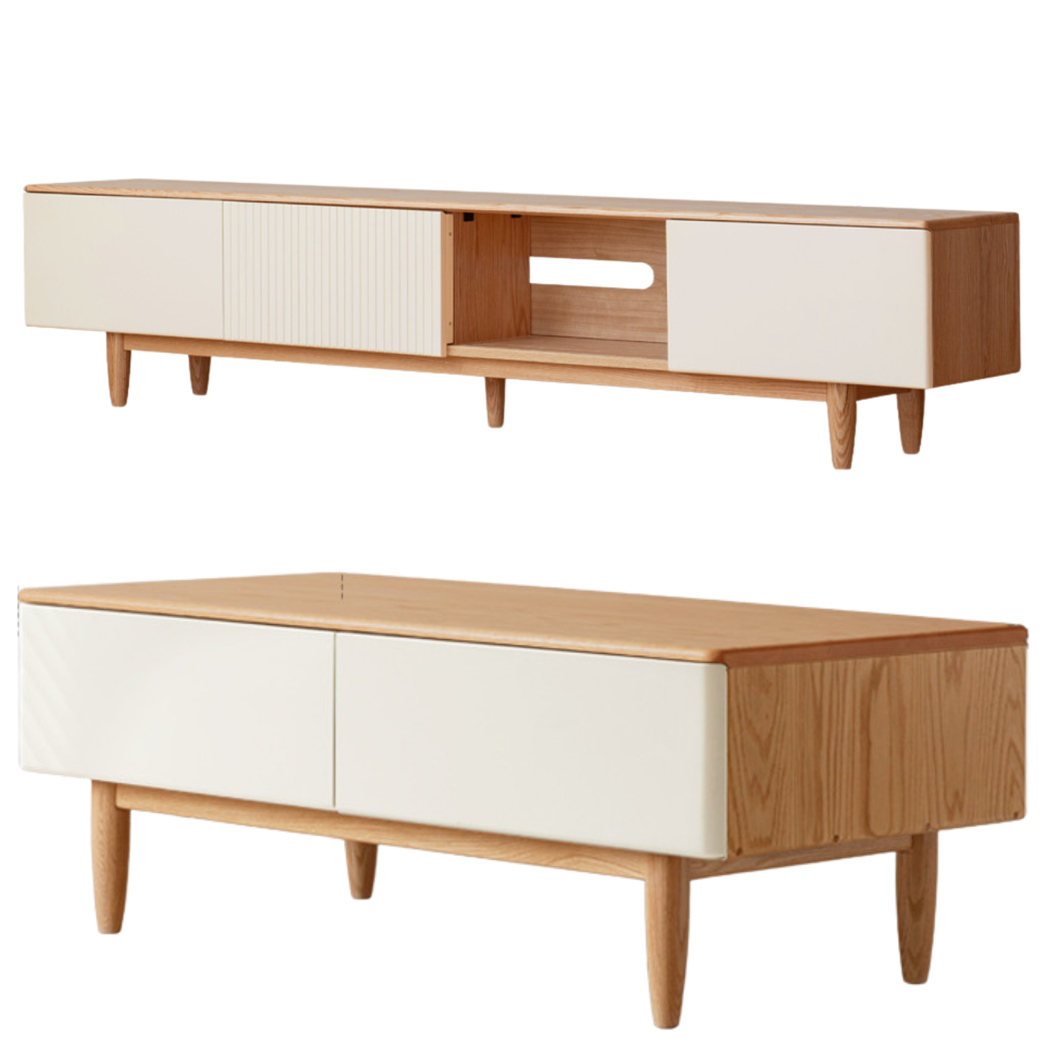 Modern Oak Solid Wood TV Stand with Storage - Stylish Entertainment Center for Living Room, Bedroom & Home Theater