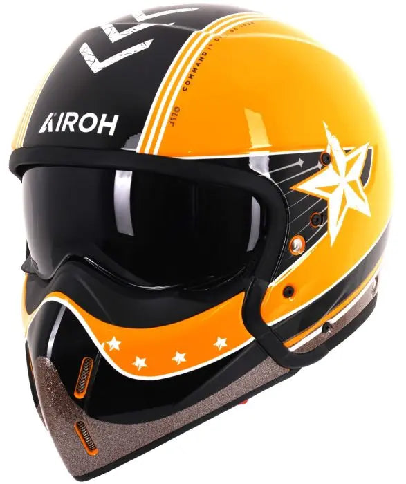 Airoh J 110 Command Gloss Yellow Motorcycle Helmet - DOT Certified Full Face Helmet for Men & Women - High Visibility Safety Gear for Street Bikes, Cruisers & Racing - Perfect for Commuting, Touring & Track Days