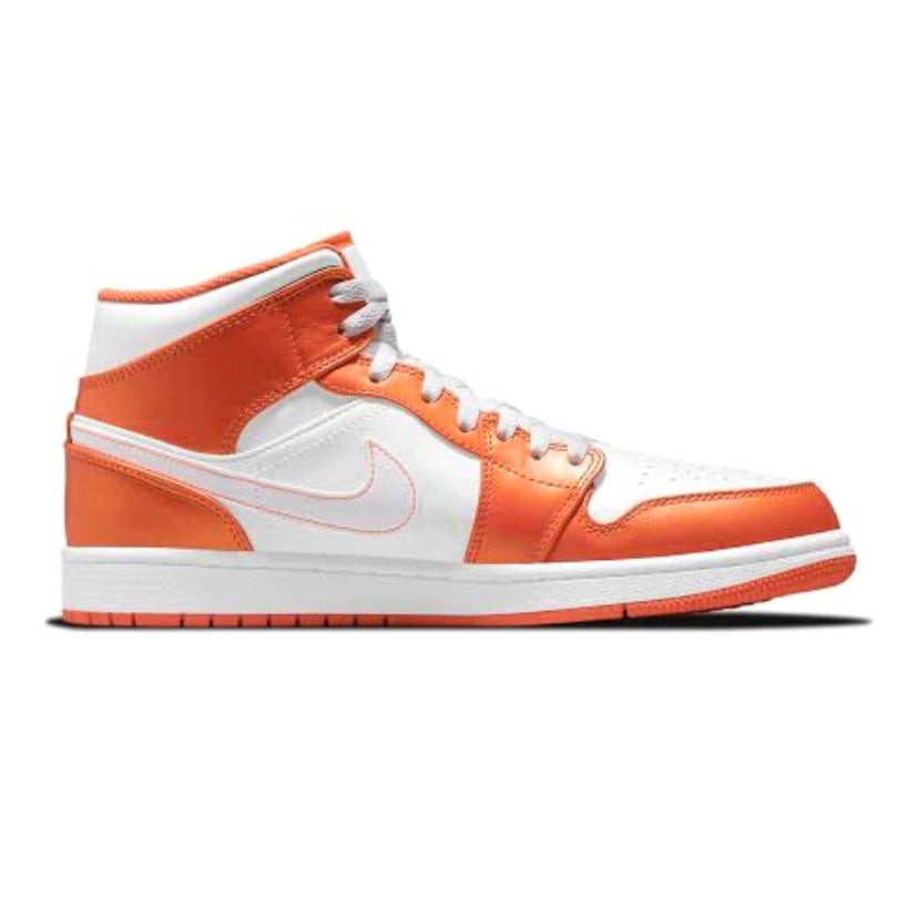 Air Jordan 1 Mid Sneakers - Metallic Orange Basketball Shoes for Men | High-Top Court Style for Casual Wear & Street Fashion