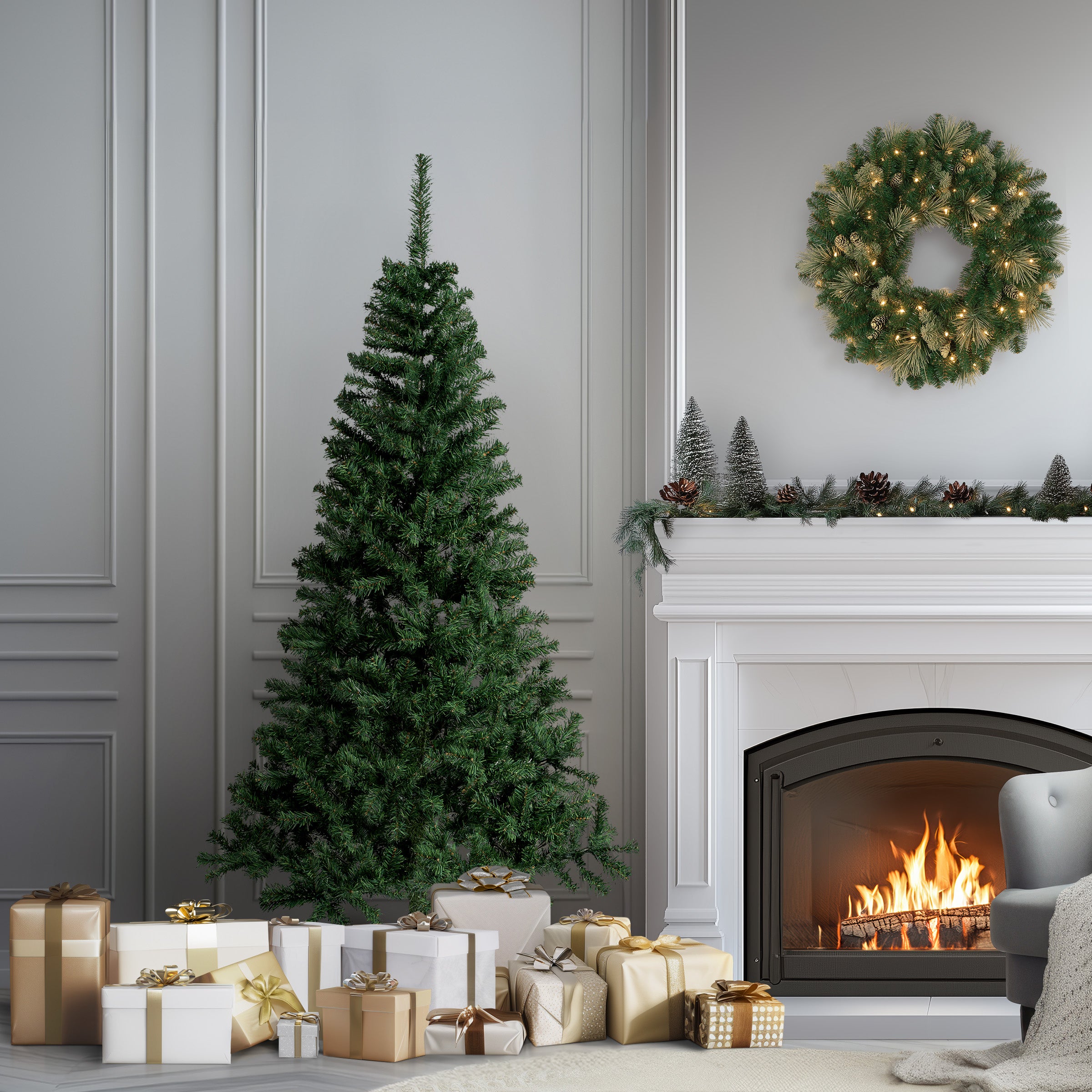 6 ft. Linden Spruce Artificial Christmas Tree - Premium Potted Holiday Decor for Home, Office & Party | Perfect for Living Room, Porch & Festive Celebrations