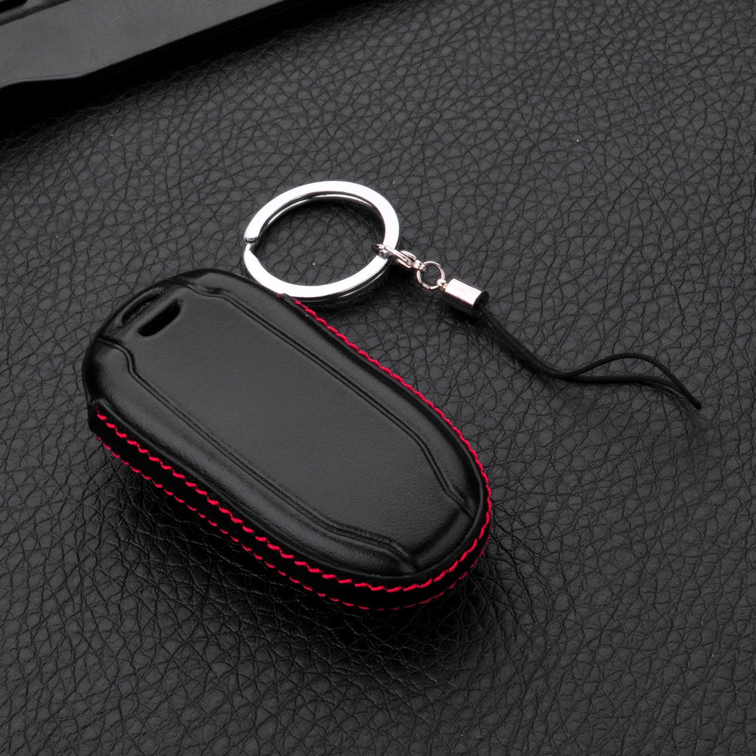 Genuine Leather Tesla Key Fob Cover - Premium Key Case for Model S, Model 3 & Model Y - Smart Car Remote Key Holder & Protector (Black) | Perfect Gift for Tesla Owners & Car Enthusiasts