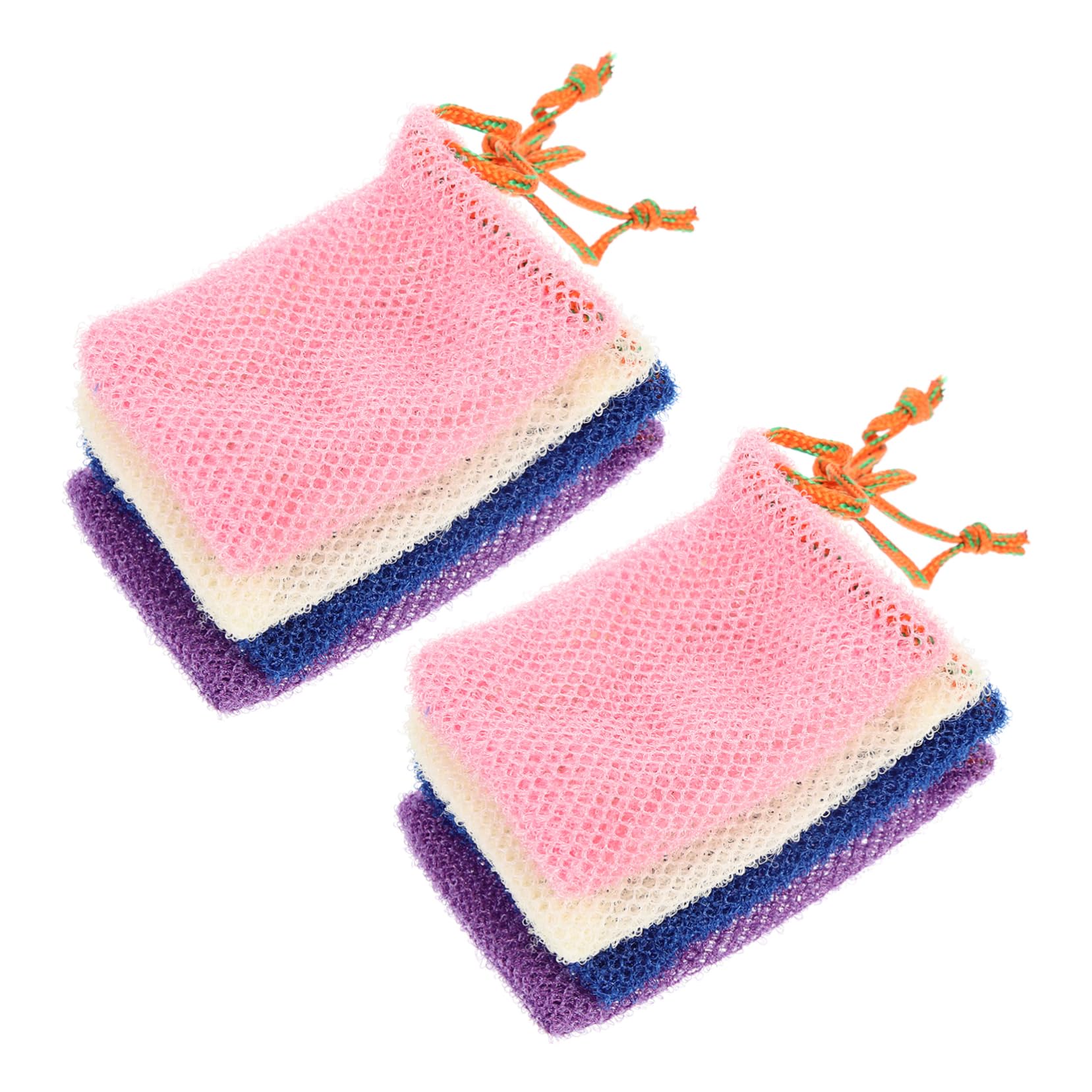Natural Loofah Soap Bag with Drawstring - Soft & Comfortable Texture for Efficient Lathering - Perfect for Shower, Bath, and Travel Use