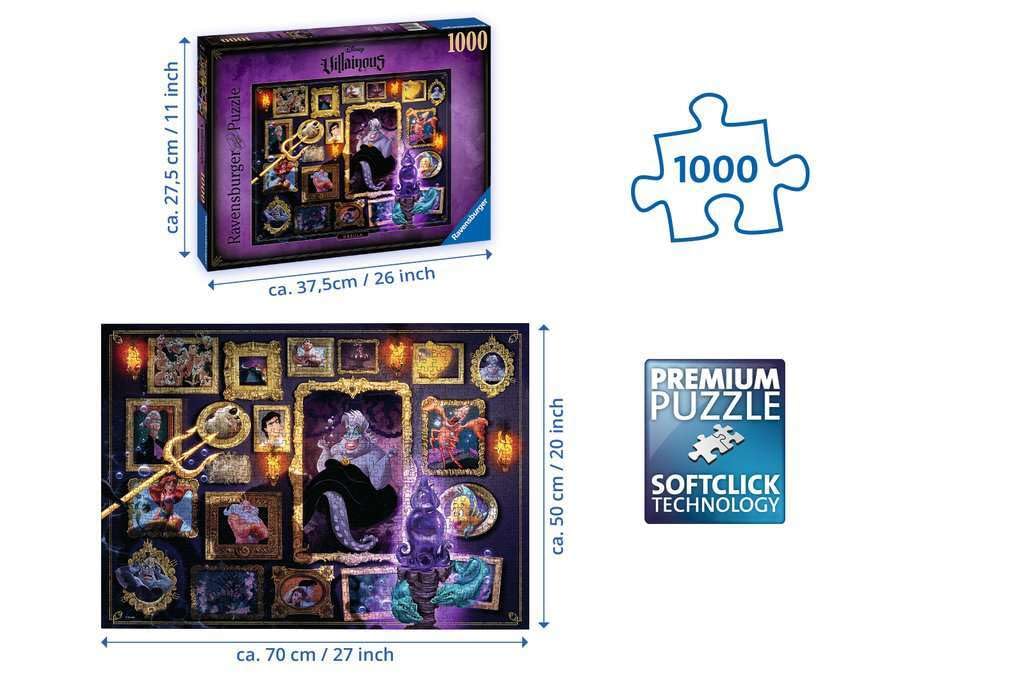 Ravensburger Disney Villainous Ursula 1000-Piece Adult Jigsaw Puzzle - 15027 | Perfect for Family Game Nights, Disney Fans & Puzzle Enthusiasts