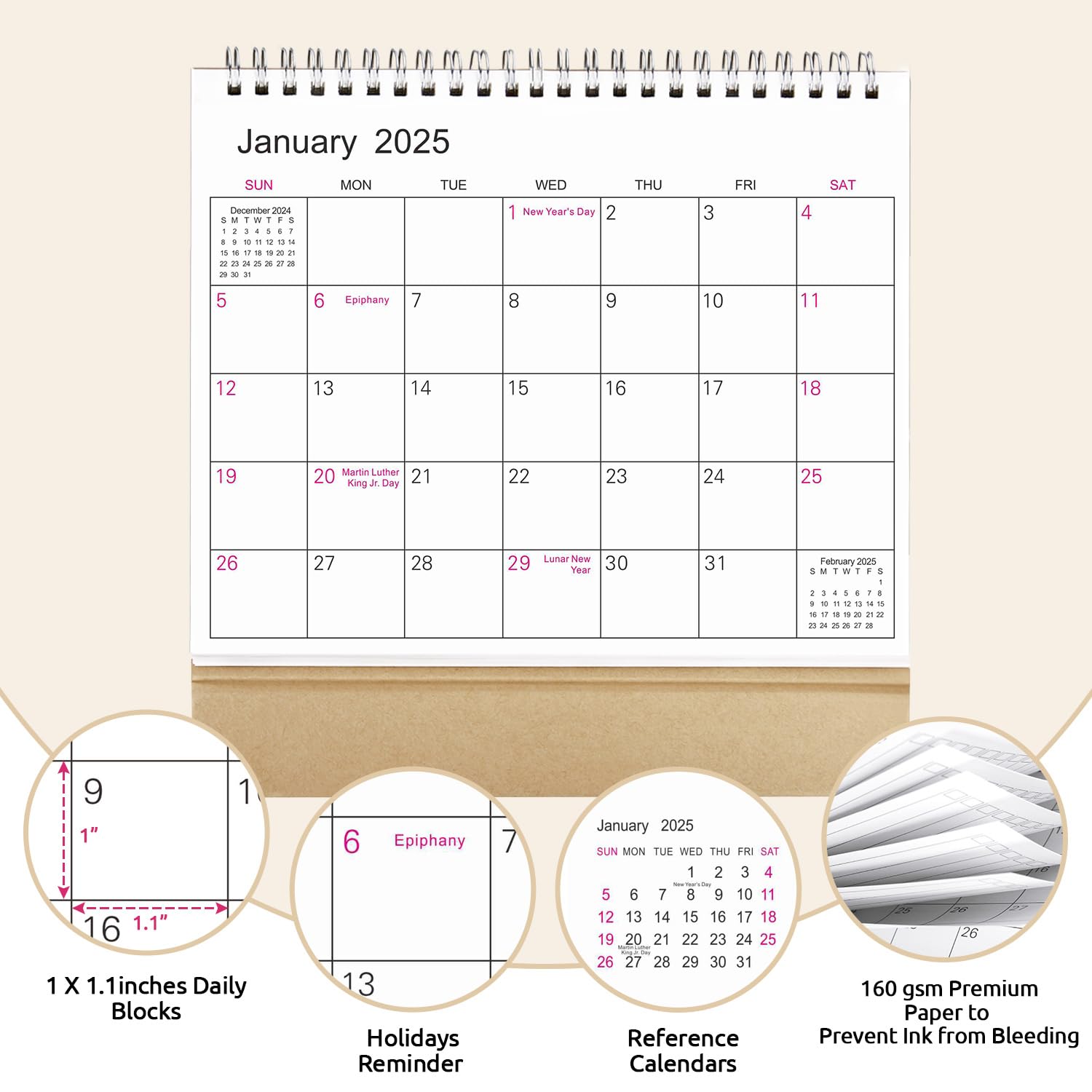SKYDUE 18-Month Desk Calendar 2025-2026 (Jan 2025 - Jun 2026) | 8.5