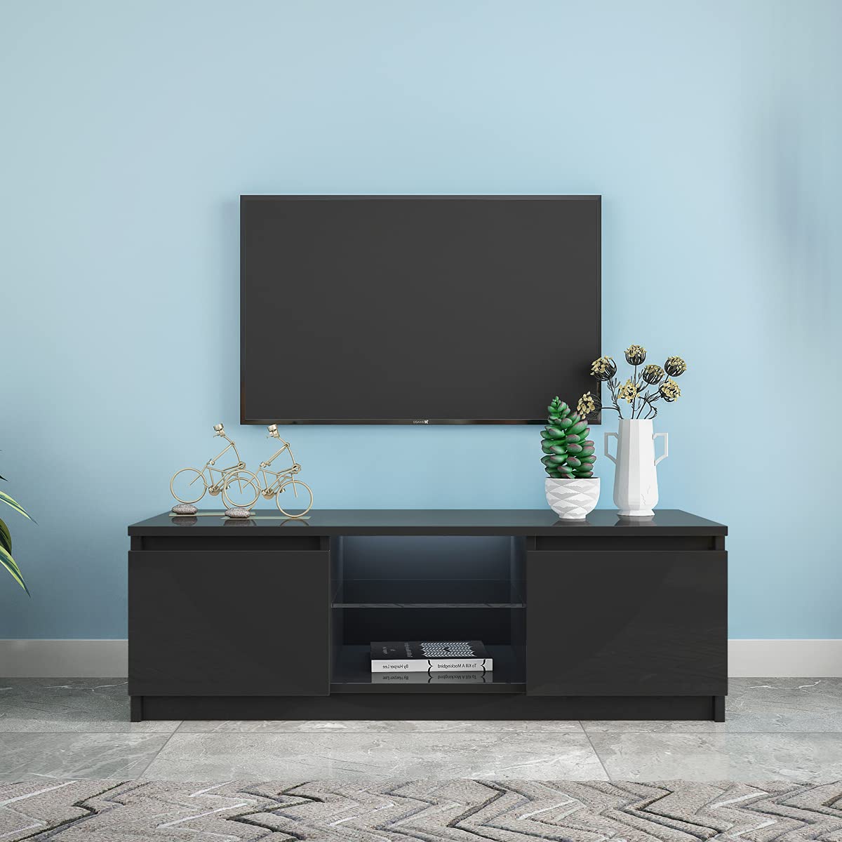 Wholesale Black TV Stand with LED Lights - Modern Media Console for Living Room & Home Theater