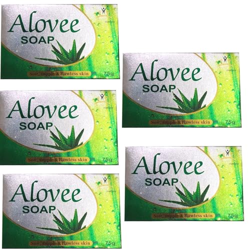 ALOVEE Moisturizing Soap Bar for Soft Skin - Pack of 5 | Gentle Cleansing & Hydration for Dry, Sensitive Skin | Perfect for Daily Shower, Bath & Spa Use