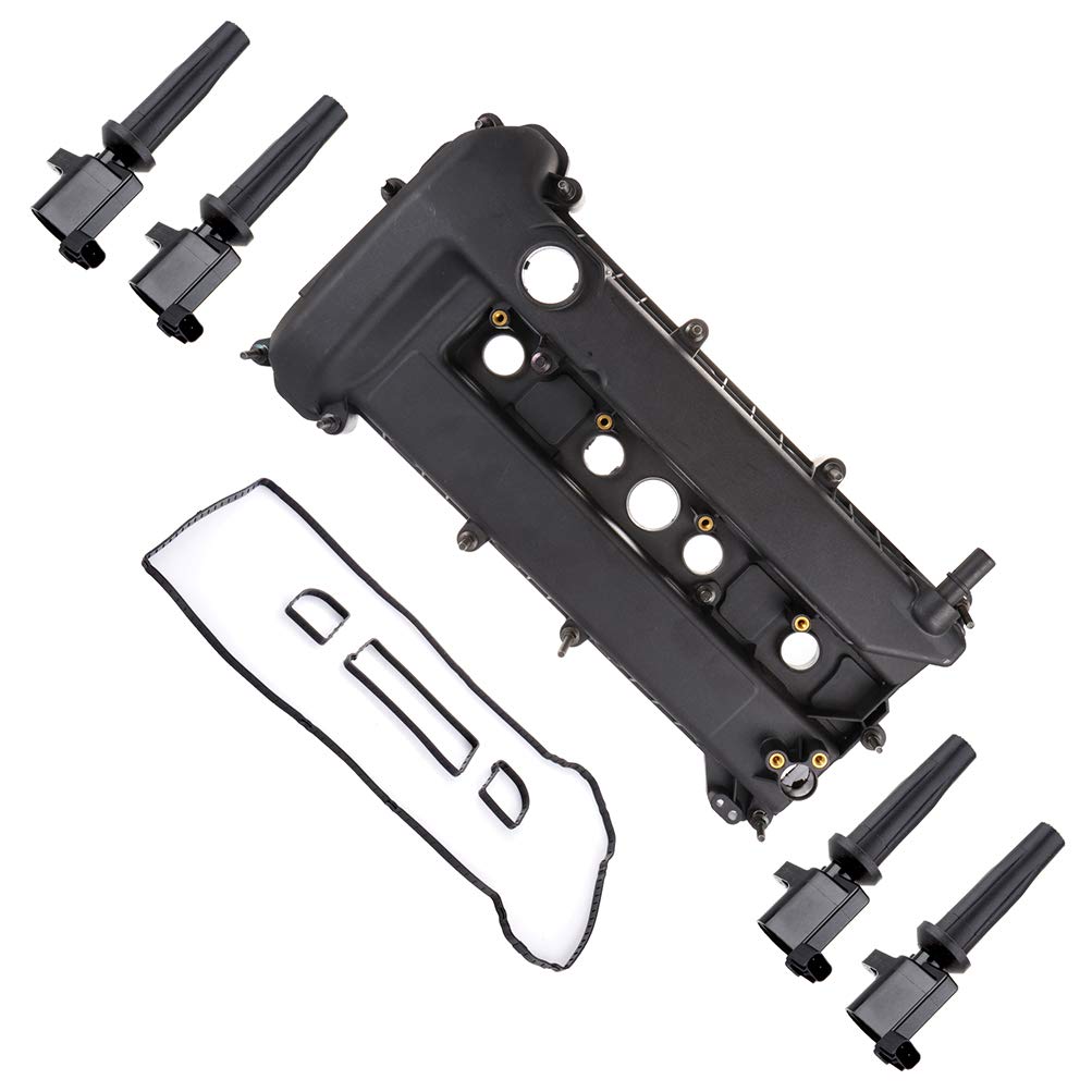 ROADFAR Pack of 4 Ignition Coils Compatible with 2005-2007 Ford Focus - Valve Cover Gasket Kit Replacement - High Performance Engine Parts for Smooth Driving & Maintenance