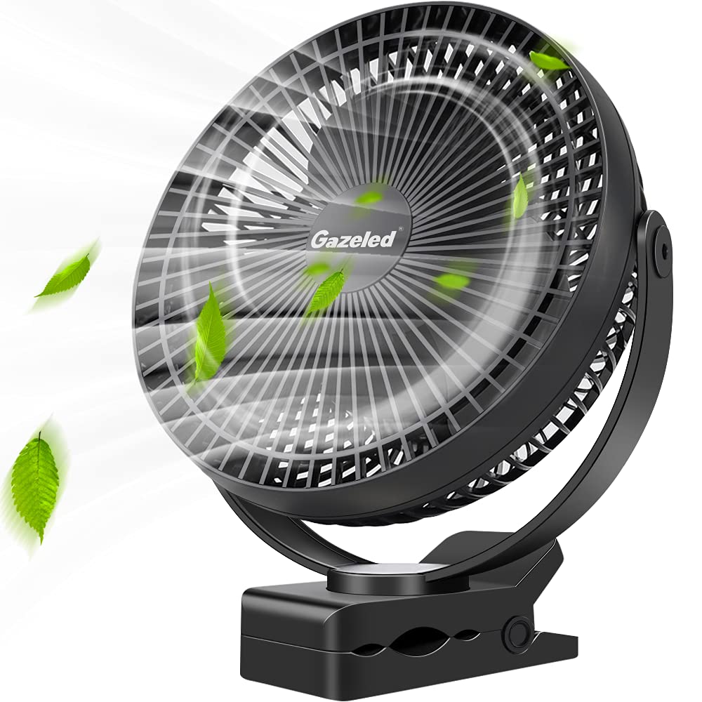 10000mAh Clip On Fan - Portable 8 Inch USB Rechargeable Fan with 4-Speed Settings for Baby Stroller, Bed, Office & Outdoor Use | Up to 24H Cooling | Perfect for Camping, Travel, Cabin & Home Comfort