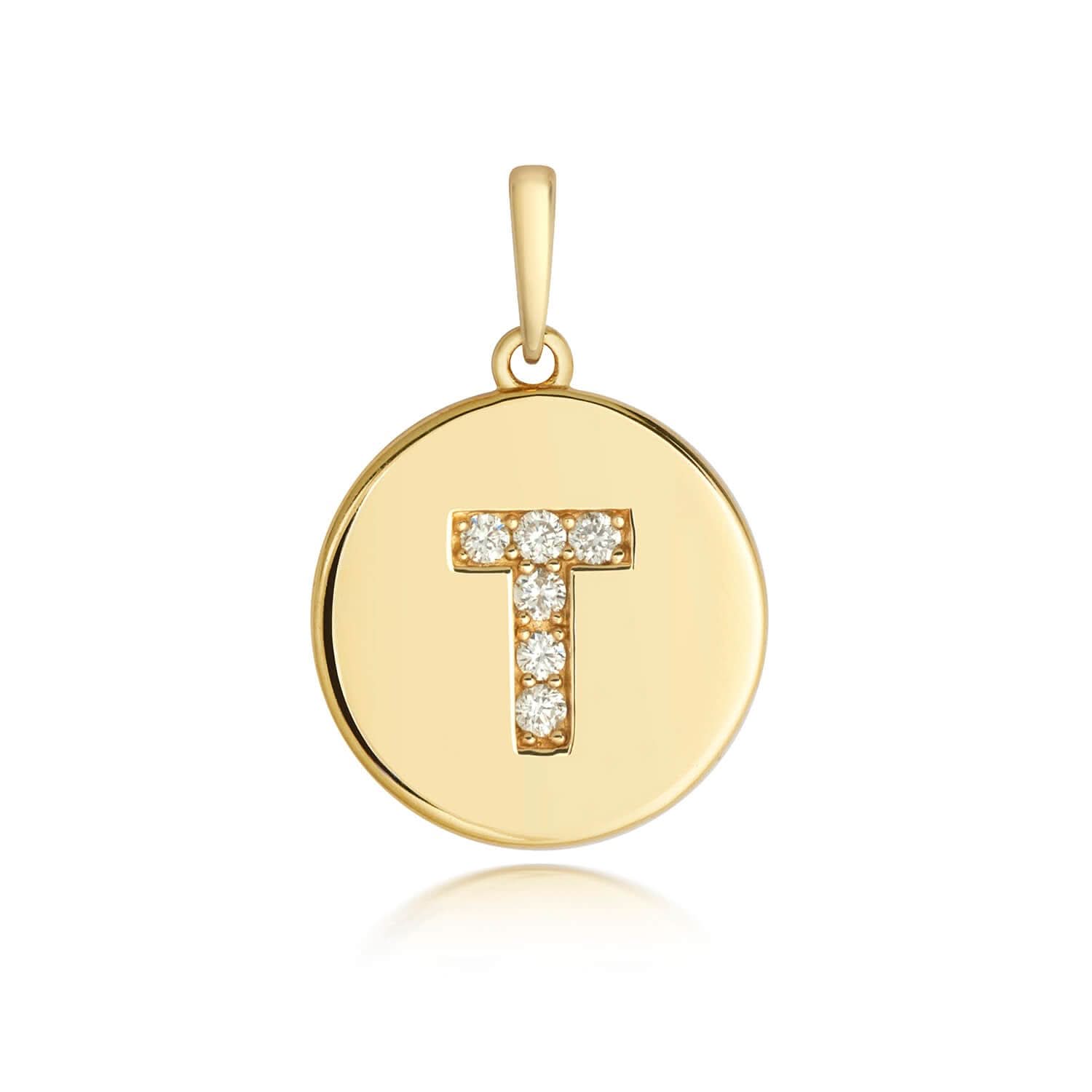 Personalized Diamond Initial Necklace - 14K Solid Gold Disc Pendant from A to Z - Perfect for Birthdays, Anniversaries & Gifts