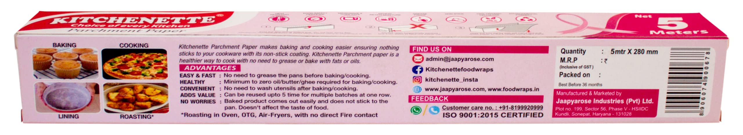 Premium Food Grade Non-Stick Parchment Paper for Baking & Cooking - 5 Meter Coreless Roll | Microwave Safe, Eco-Friendly Butter Paper | Perfect for Cakes, Pizzas, Sandwiches & Burgers | Ideal for Home Kitchens, Bakeries & Meal Prep