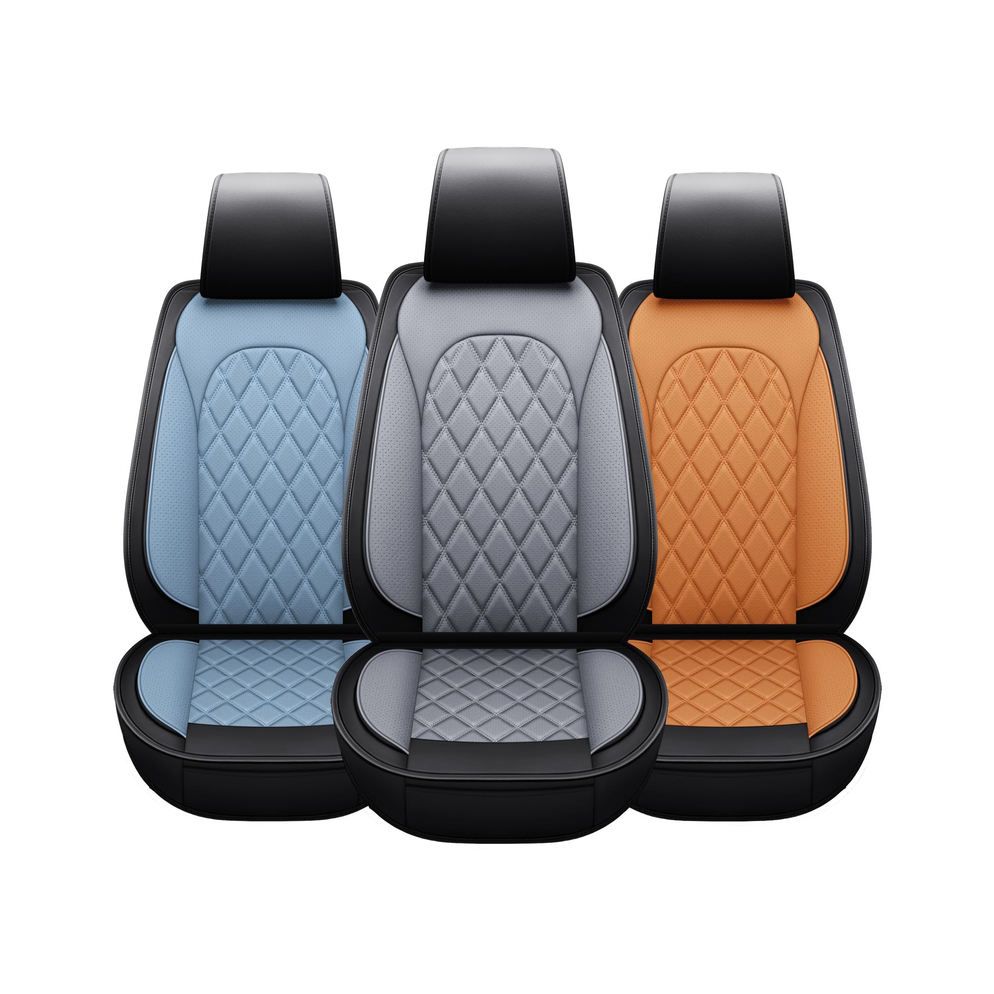 LINGVIDO Waterproof Leather Car Seat Cover - Universal Fit Front Seat Protector for Cars, SUVs & Trucks - Full Set Automotive Seat Covers Available (Black & Gray) - Perfect for Road Trips, Daily Commutes & Pet Protection
