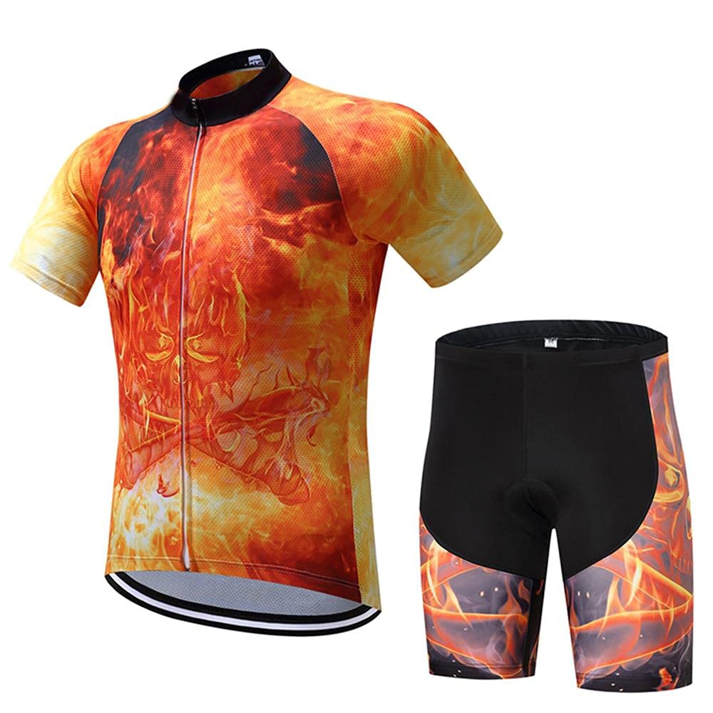 SUDUSUDO Men's Cycling Jersey & Shorts Set - Breathable Short Sleeve Bike Shirt with 20D Gel Padded Shorts for Road Biking - Perfect for Training, Racing & Outdoor Cycling