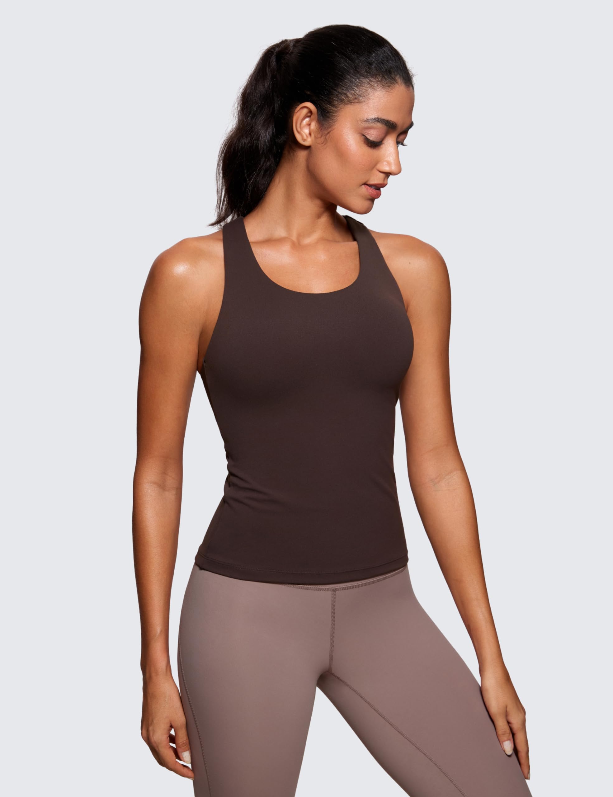 CRZ YOGA Butterluxe Women's Workout Tank Top with Built-in Shelf Bra & Padding - Racerback Athletic Spandex Yoga Camisole for Gym, Running & Yoga
