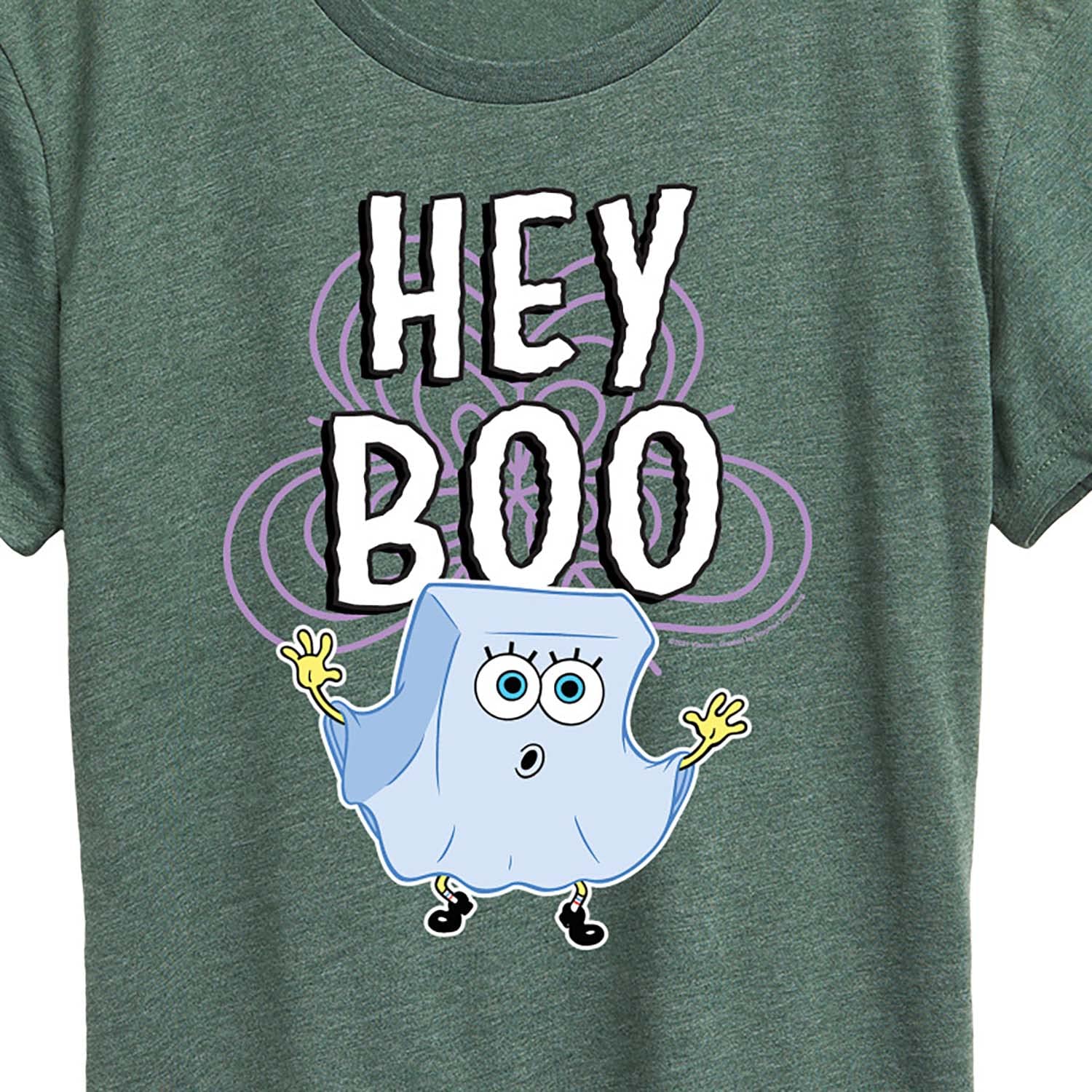 HYBRID APPAREL Spongebob Squarepants Hey Boo Women's Graphic T-Shirt - Funny Cartoon Short Sleeve Tee for Casual Wear & Pop Culture Fans