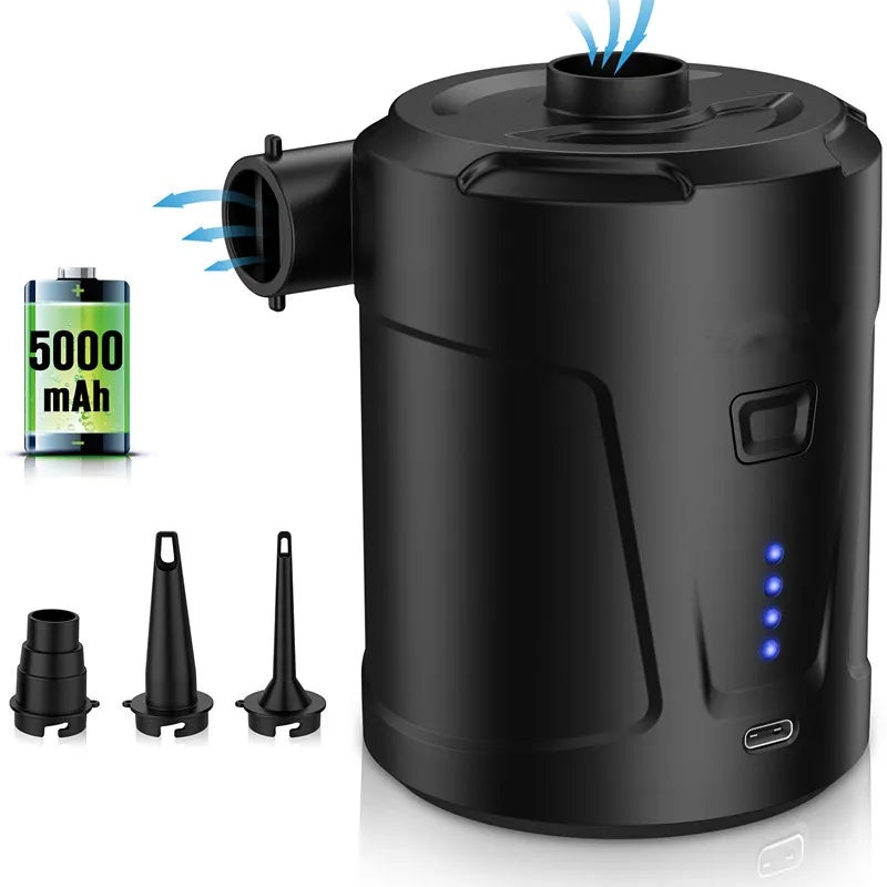 Ultralight Portable Wireless Air Pump for Air Mattress, Inflatables, Pool Floats - 5000mAh Rechargeable Battery - Perfect for Camping, Travel & Emergency Use
