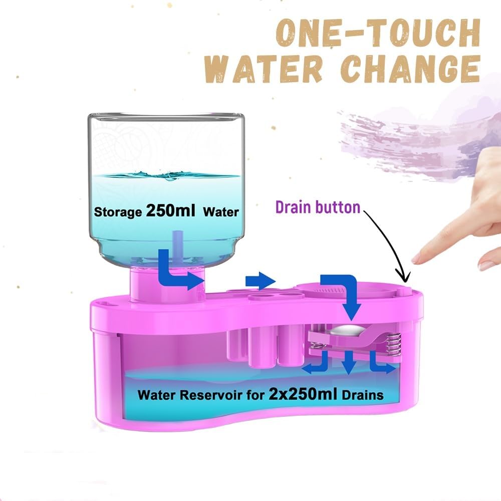 Premium Paint Brush Cleaner with Paint Tray - Acrylic Brush Washer & Water Dispenser Tool - Efficient Brush Rinser for Artists (Purple, 1-Pack) - Perfect for Studio Painting, DIY Crafts & Home Decor Projects