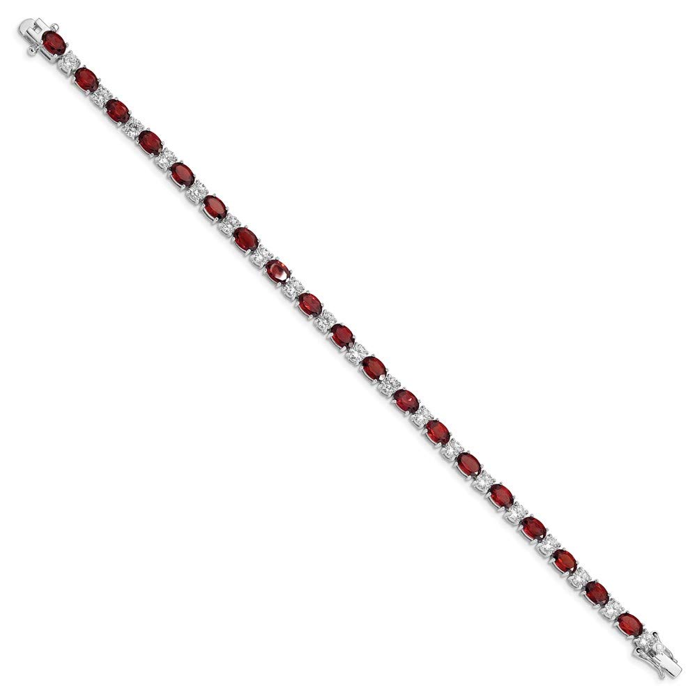 925 Sterling Silver Garnet & Cubic Zirconia Bracelet for Women | Elegant Fine Jewelry Gift for Her | 7
