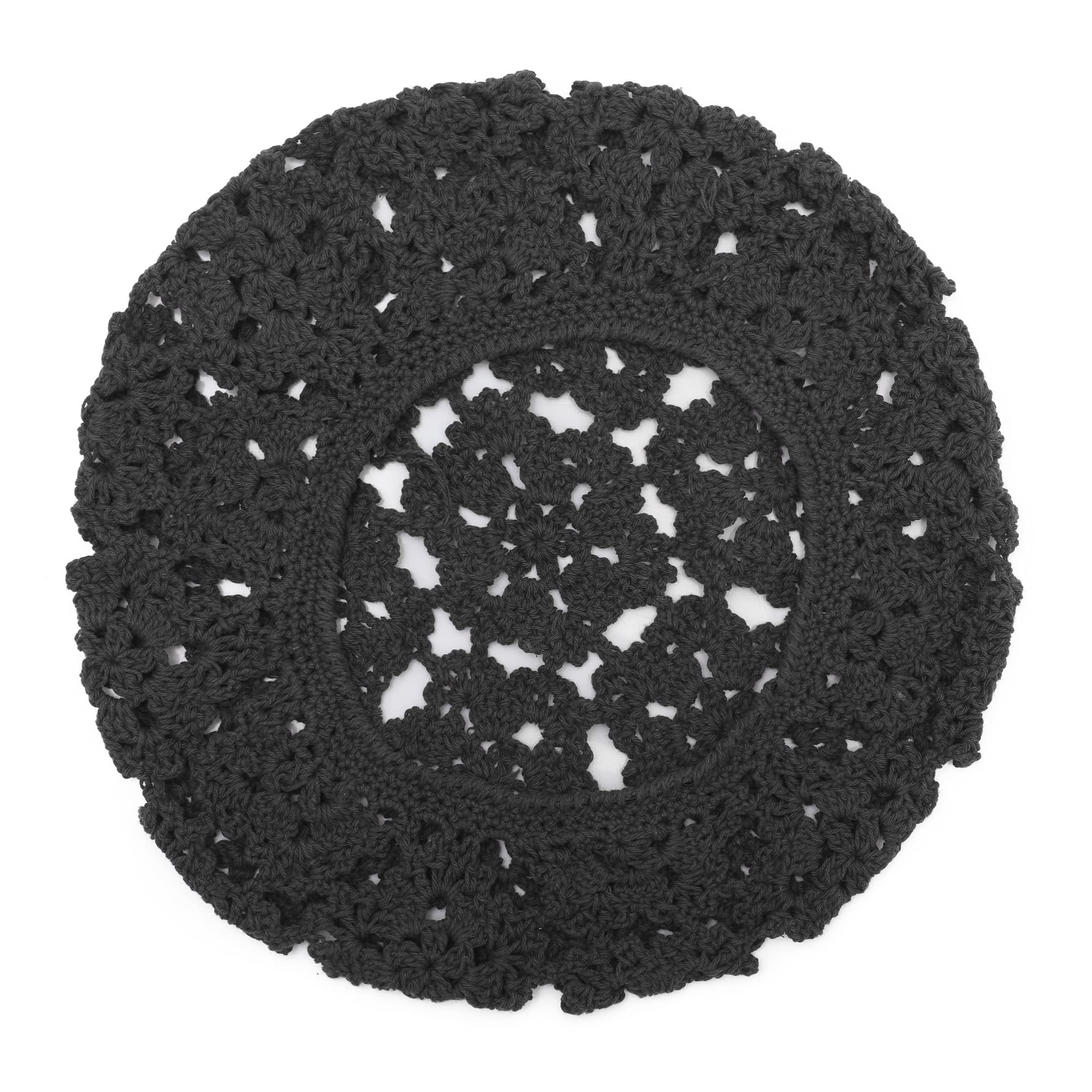 ZLYC Women's Cotton Slouchy Crochet Beret - Handmade Floral Cutout Beanie Hat for Winter Fashion | Perfect for Casual Outfits, Street Style & Photoshoots