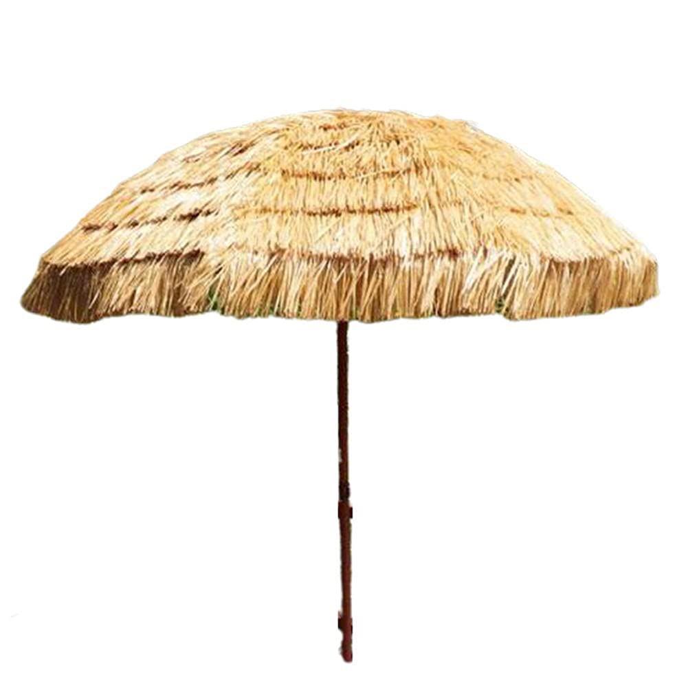 KYEEY 7 Ft. Tilt Hawaiian Tiki Umbrella - Thatched Patio Beach Umbrella for Poolside, Backyard, Garden, Resort & Outdoor Dining - Natural Color