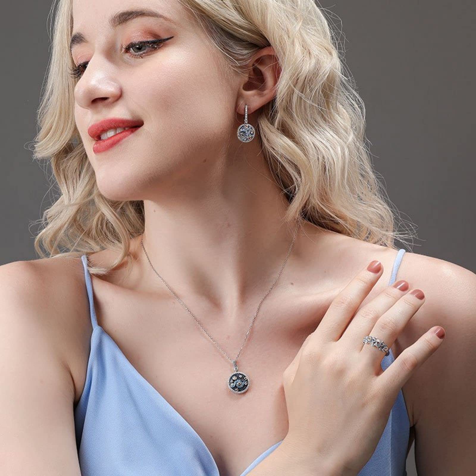 Jeulia Promise Engagement Ring - The Starry Night Round Cut CZ Sterling Silver Diamond Fashion Wedding Bridal Ring Set for Women - Valentine's Day, Anniversary, Proposal Gift with Jewelry Box - Perfect for Romantic Occasions & Special Moments
