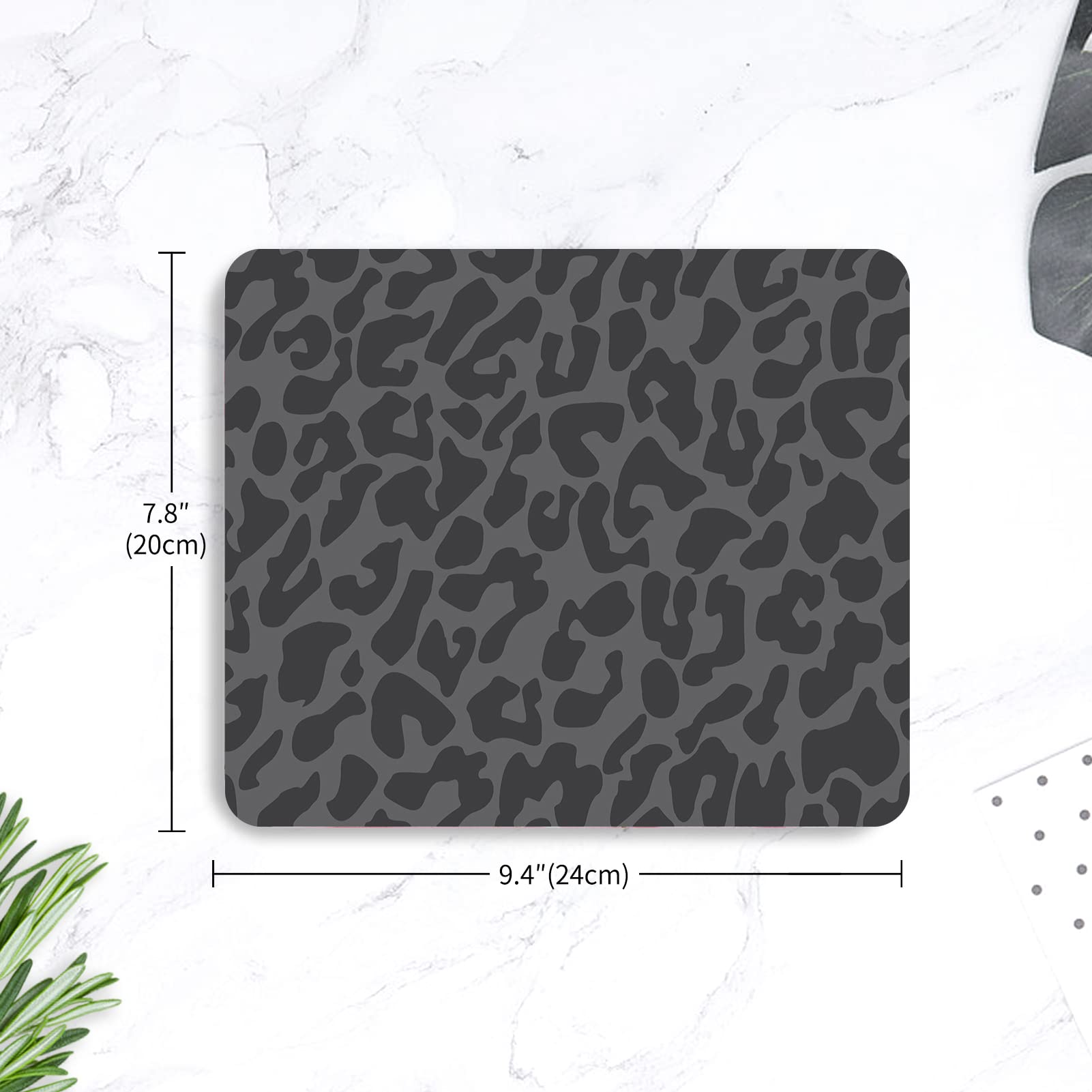 Seorsok Black Leopard Mouse Pad - Non-Slip Rubber Base, Waterproof Square Mouse Mat for Office & Laptop (9.5