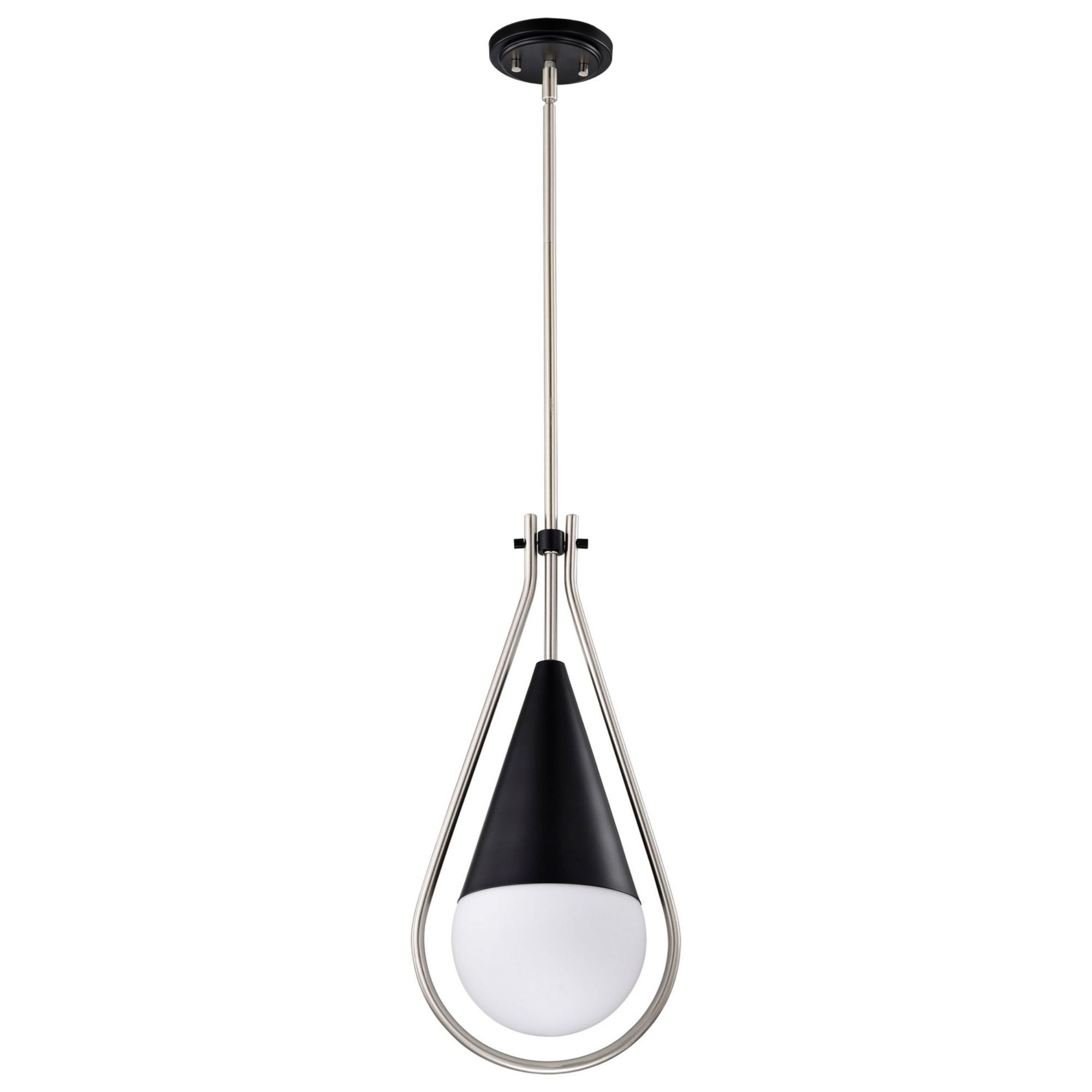 Admiral 10 Inch Modern Pendant Light Fixture - Matte Black & Brushed Nickel Finish - Perfect for Kitchen Island, Dining Room, or Entryway Lighting