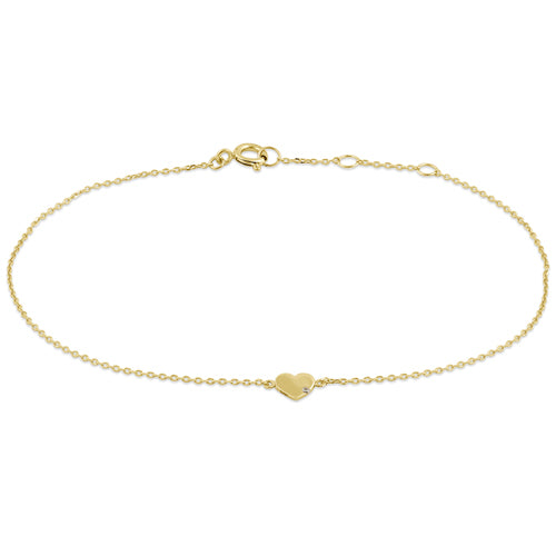 14K Solid Yellow Gold Heart Bracelet with Cubic Zirconia (CZ) - Elegant Gift for Women, Perfect for Valentine's Day, Anniversary & Special Occasions