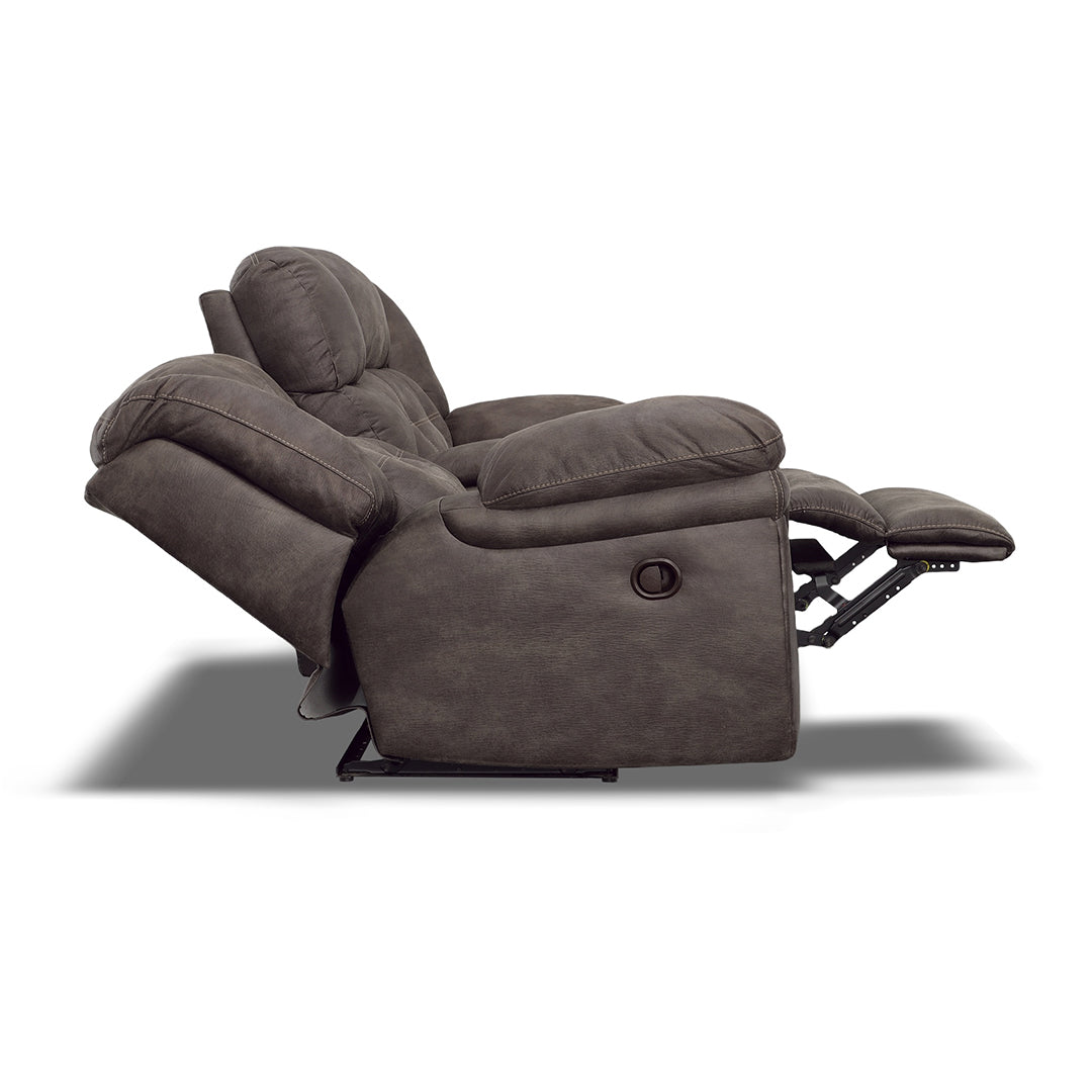 Premium Frontier Reclining Sofa - 3-Seater Leather Living Room Couch with Adjustable Backrest and Cup Holders - Perfect for Home Theater, Family Room & Office Lounge (Brown)