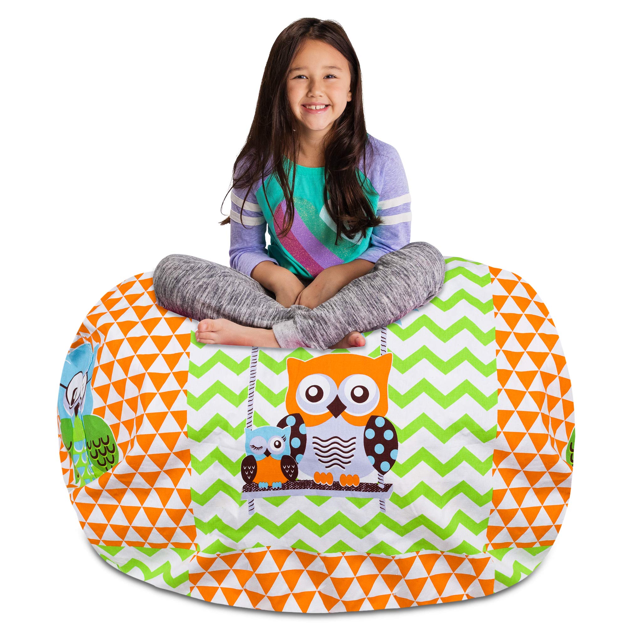 Posh Kids Stuffed Animal Storage Bean Bag Chair Cover - XL Toy Organizer for Children (48
