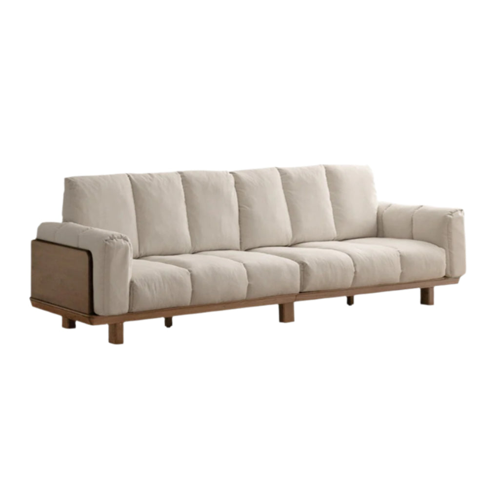 Modern Solid Wood Down Straight Sofa - Black Walnut & Ash Wood Frame - Perfect for Living Room, Lounge, or Office Comfort