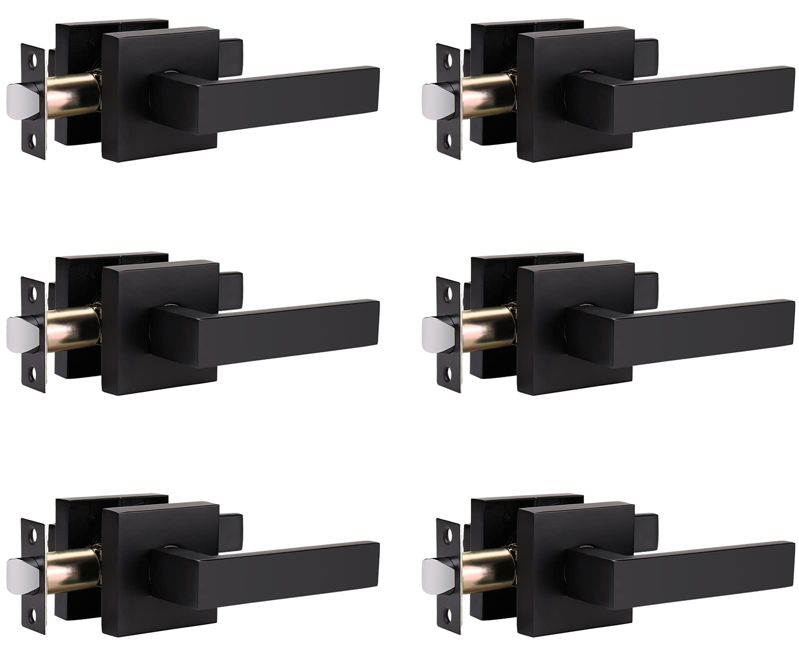 Heavy Duty 6-Pack Keyless Door Levers - Interior Passage for Pantry & Utility Rooms
