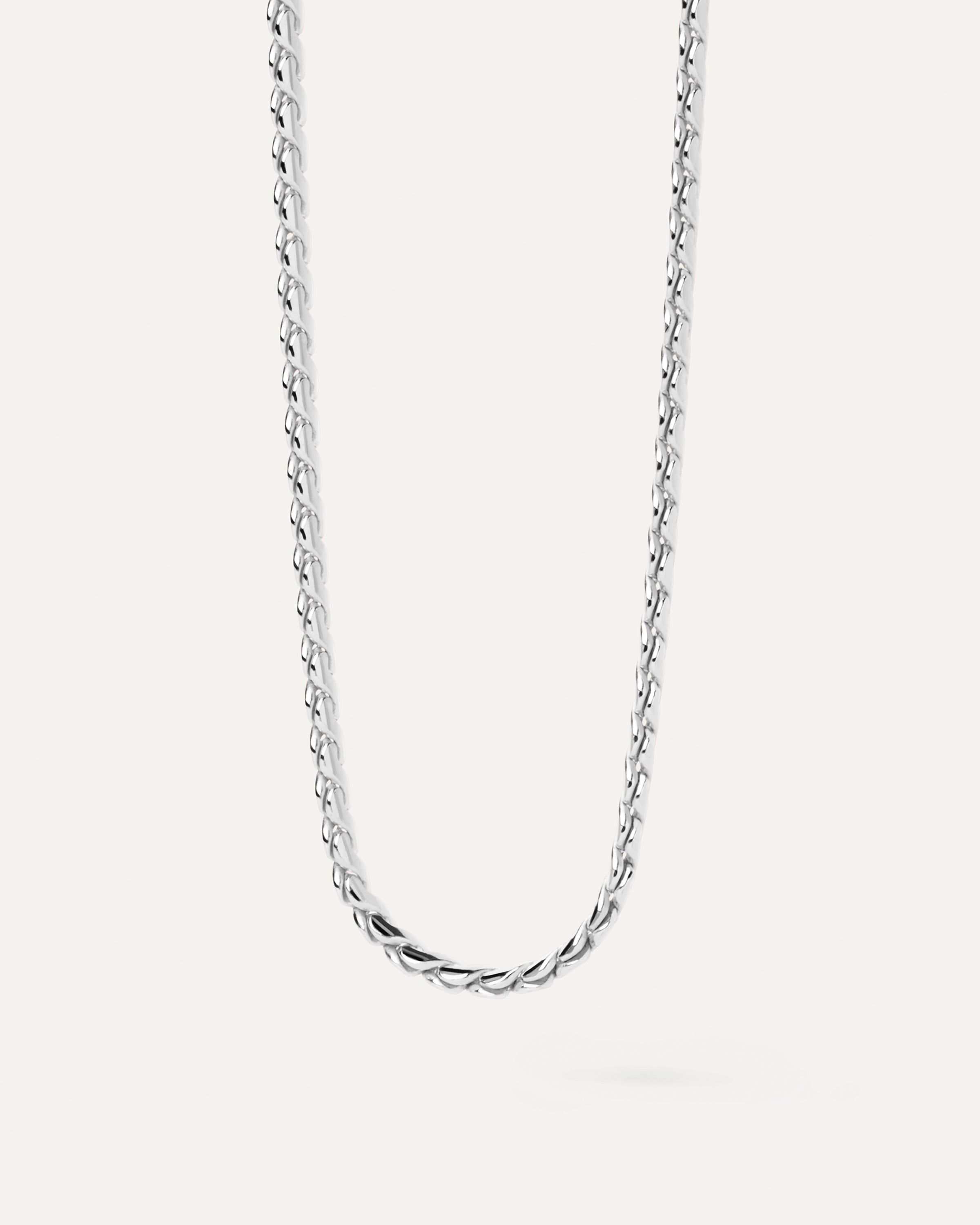 Stylish Large Serpentine Silver Chain Necklace for Women - Elegant Layering Piece for Everyday Wear, Date Nights & Special Occasions