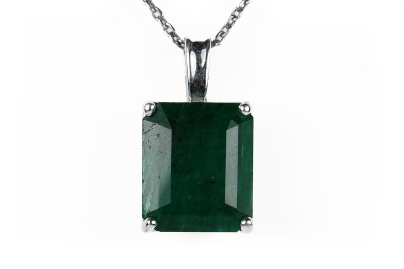 4.75 Carat Natural Emerald May Birthstone Pendant Necklace - 14K Gold Four Prong Setting, Perfect Gift for Mother's Day, Anniversary & Special Occasions
