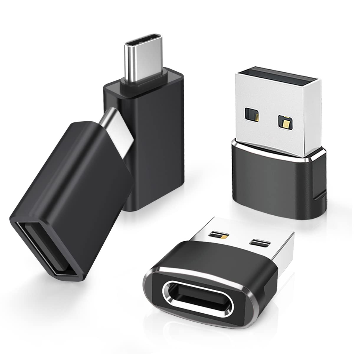 4-Pack USB to USB C Adapter & USB-C Male to USB 3.0 Female OTG Converter - Compatible with iPhone 16/15/14 Pro Max, Galaxy S23/S24, MacBook, Apple Watch - Fast Charging & Data Transfer for CarPlay, Mouse, Keyboard & More