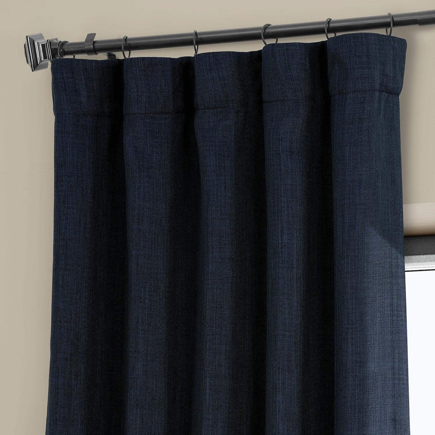 Nightfall Navy Textured Faux Linen Blackout Curtains for Bedroom - Thermal Insulated Window Drapes for Better Sleep & Energy Savings