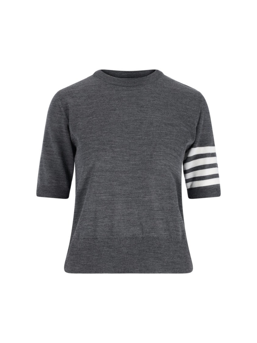 4 Bar Knit Top for Women - Soft Grey Casual Pullover Sweater | Perfect for Layering, Office Wear & Everyday Comfort