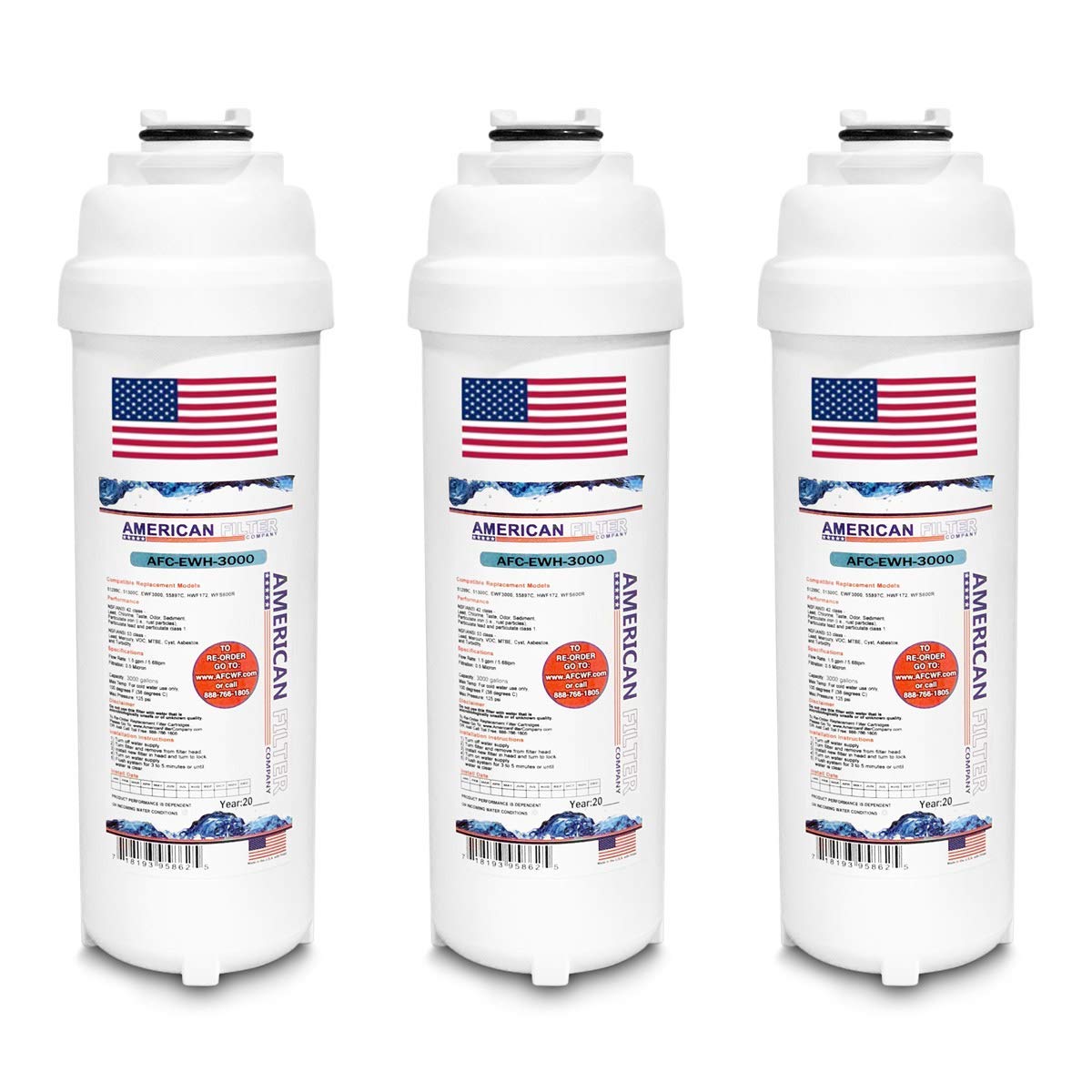 AFC-EWH-3000 Replacement Water Filter Cartridge - Compatible with Elkay 51300C Drinking Fountain Station Fillers (3-Pack) | NSF Certified for Clean Water | Perfect for Schools, Offices & Public Spaces