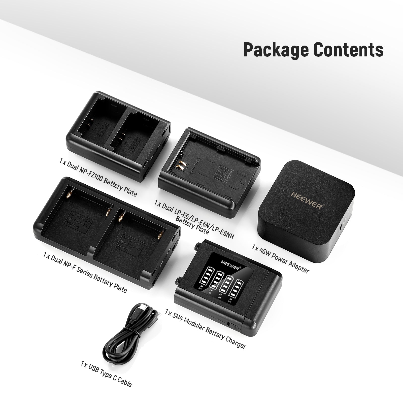 NEEWER SN4 Modular Camera Battery Charger for Sony NP-F Series - Fast Charging & LCD Display | Perfect for DSLR, Mirrorless, and Video Cameras - Ideal for Travel, Studio, and Outdoor Photography