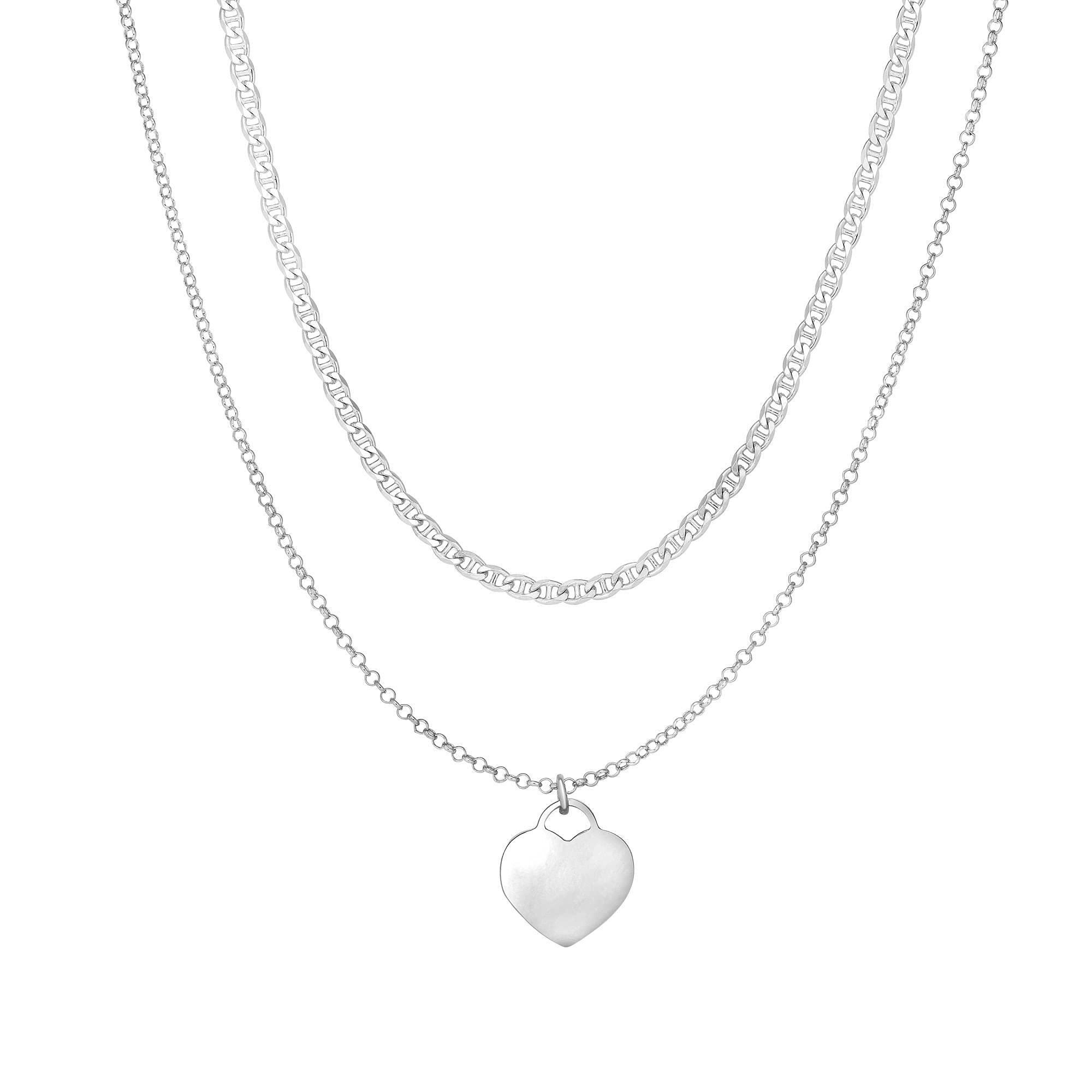 Elegant Sterling Silver Polished Ladies Necklace with Lobster Clasp - 16 Inch Rhodium Plated Fancy Jewelry | Perfect for Weddings, Parties & Special Occasions