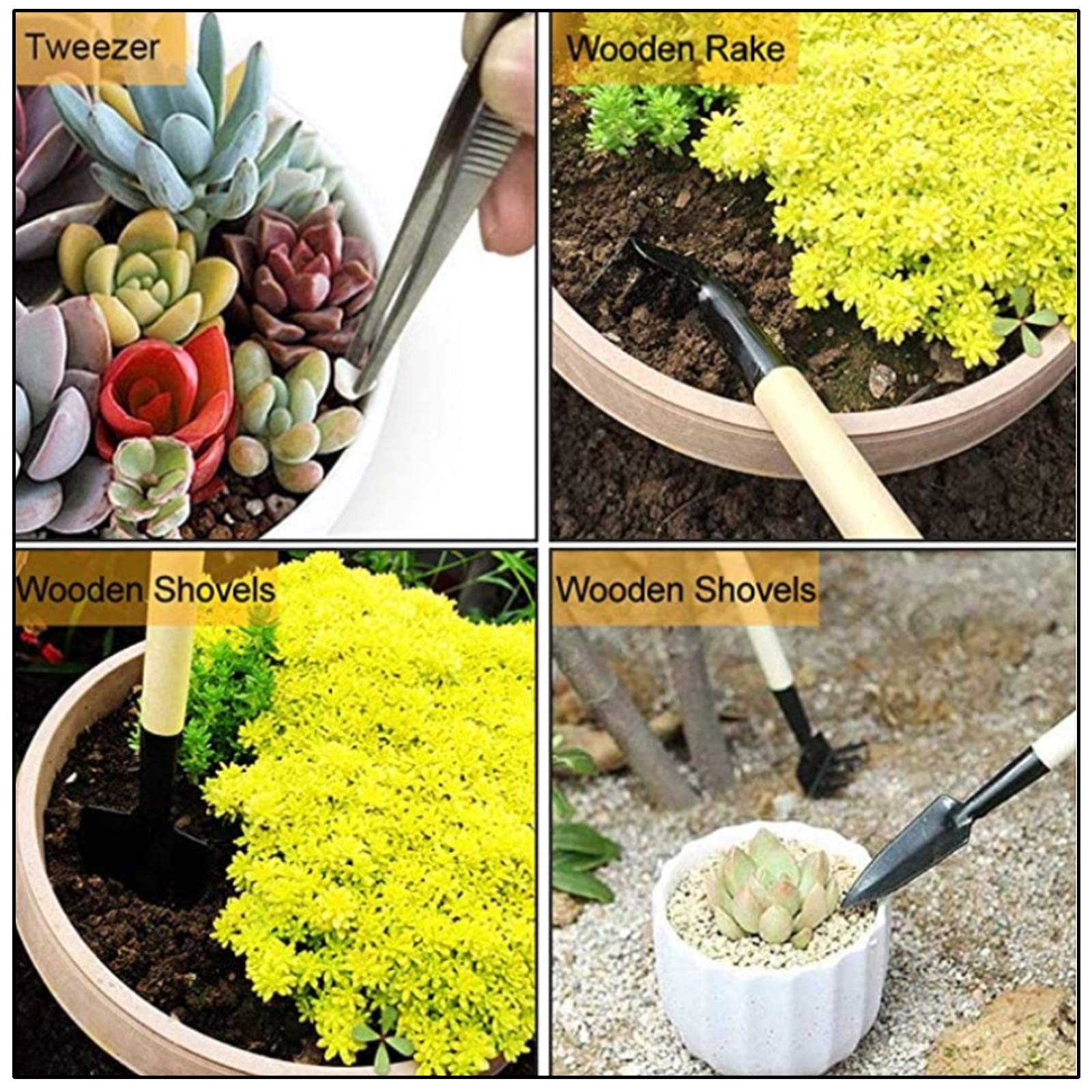 10-Piece Gardening Tool Set for Succulents & Houseplants - Mini Rake, Transplanting Tools, Flower Pot Accessories - Perfect for Indoor & Outdoor Planting, Repotting, and Seedling Care
