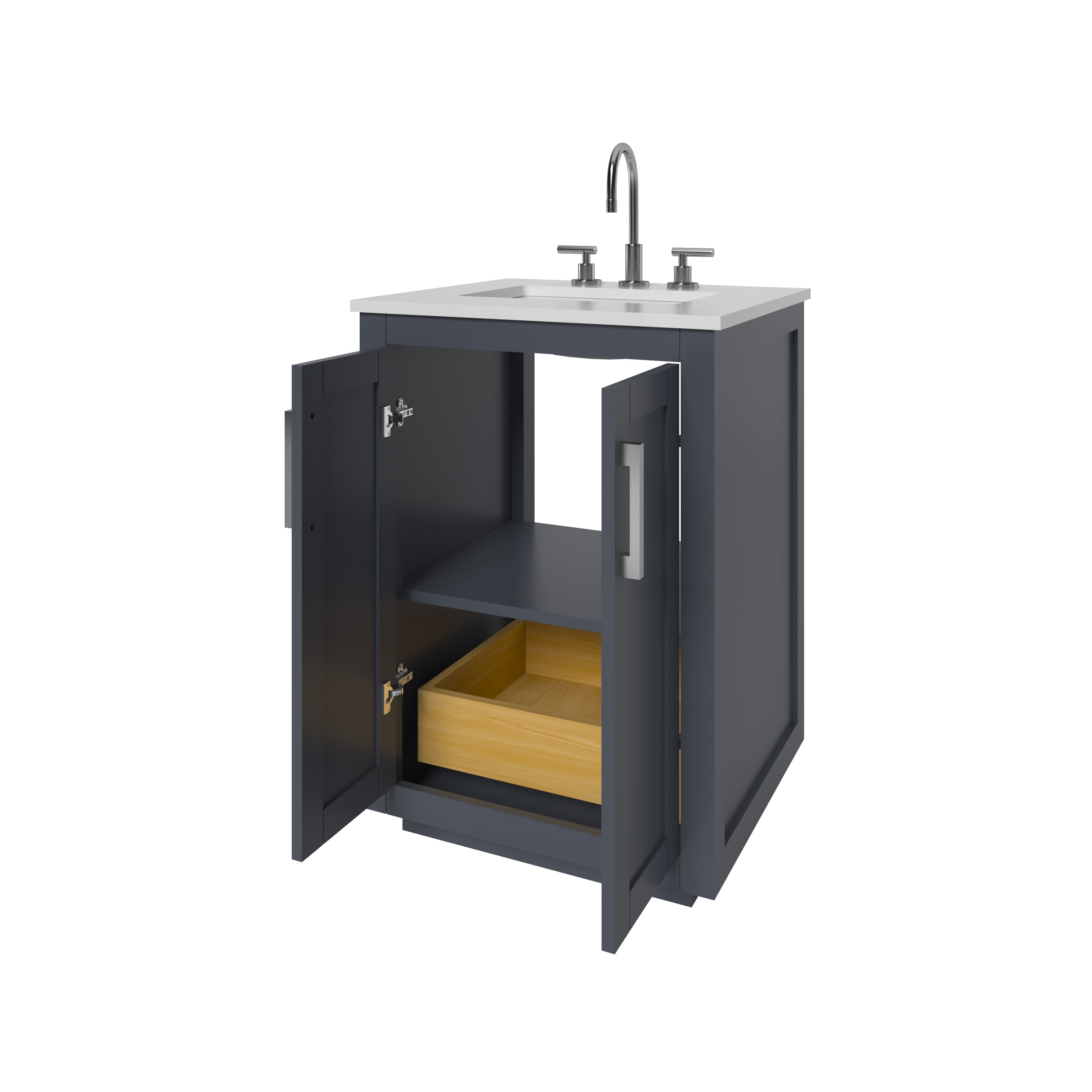23.5 Inch Grey Bathroom Vanity Cabinet - Modern Miami Style for Small Bathrooms | Perfect for Apartments, Guest Bathrooms & Powder Rooms