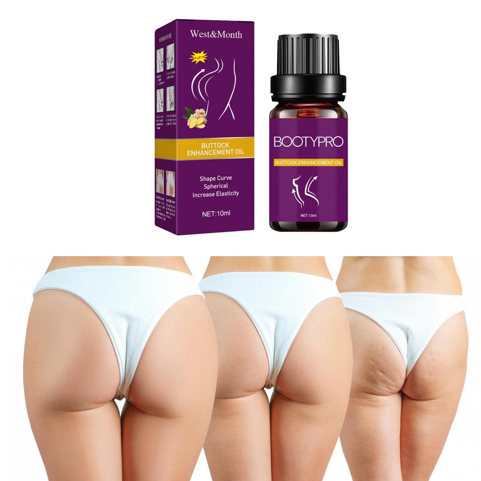 10ml Plump Up Booty Enhancement Oil for Women - Natural Hip Lift & Firming Essential Oil for Buttocks Massage | Perfect for Body Contouring, Post-Workout Recovery & Confidence Boost