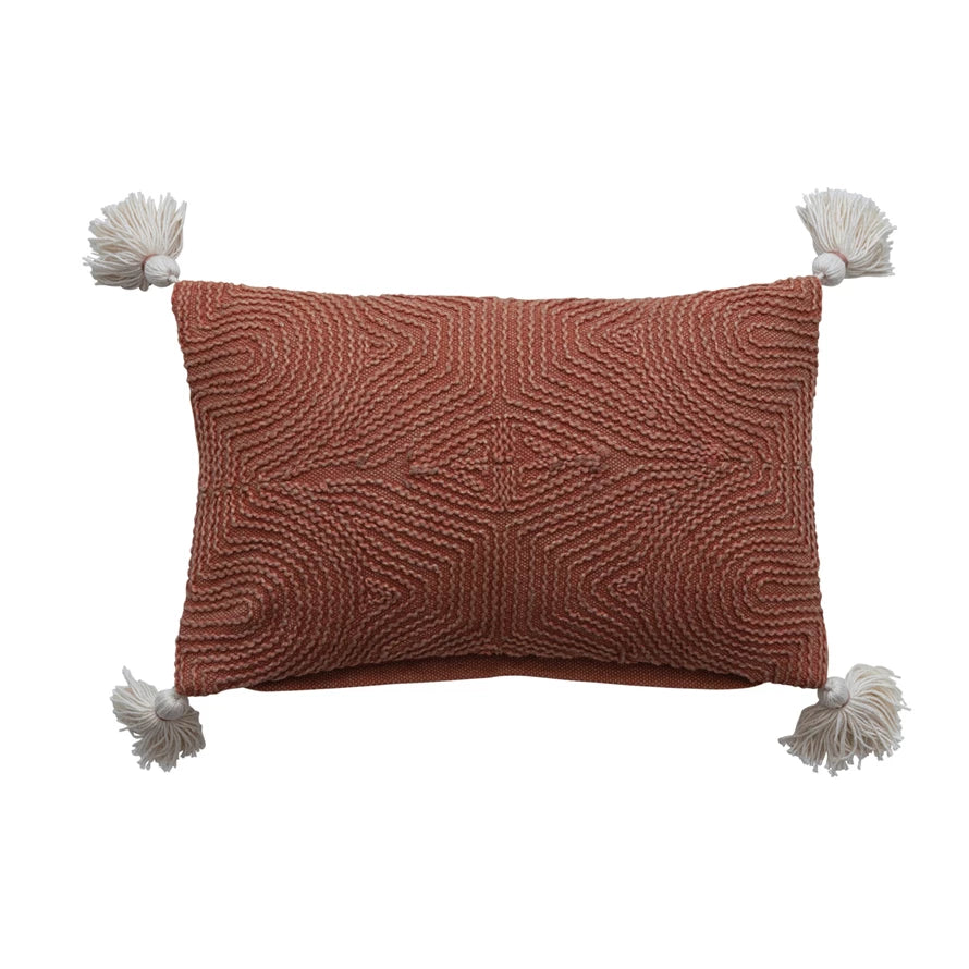 Handmade Cotton Embroidered Lumbar Support Pillow for Sofa & Bed - Orthopedic Back Cushion for Office Chair, Car Seat, and Home Decor