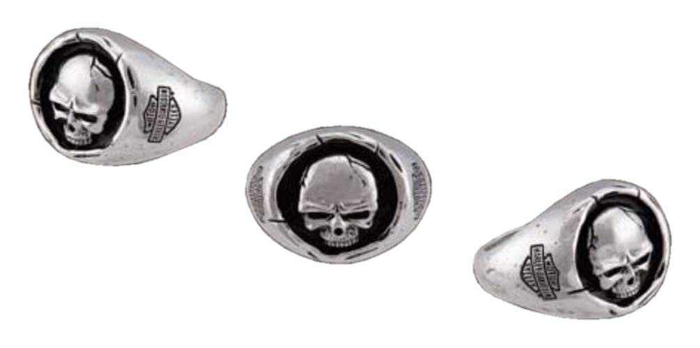 Harley-Davidson Men's Skull Wax Seal Ring - Sterling Silver Finish HDR0546 | Gothic Biker Jewelry for Motorcycle Enthusiasts & Rock Fashion Lovers
