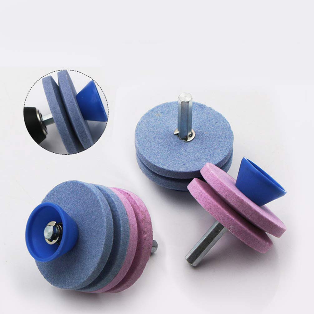 Baluue 3-Piece Rotary Drill Blade Sharpener Set – Double-Layer Cutter for Power Drill & Lawn Mower Blades – Includes Fan Puller & Grinding Wheel – Perfect for Lawn Care & Garden Maintenance