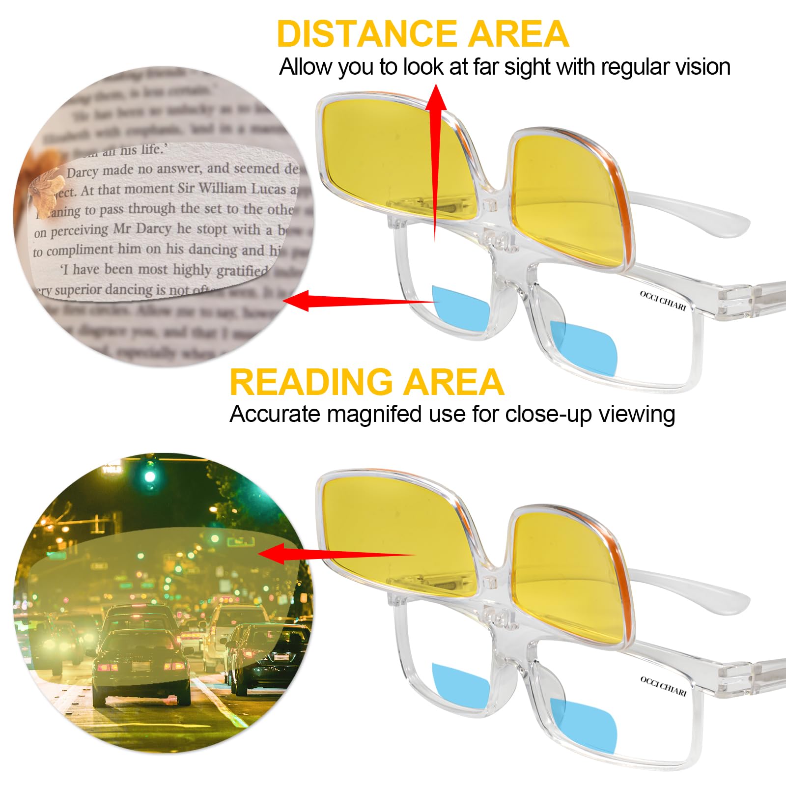 OCCI CHIARI Flip Up Reading Glasses for Men - Stylish Magnifying Readers with Spring Hinges | Perfect for Reading, Crafts & Close Work