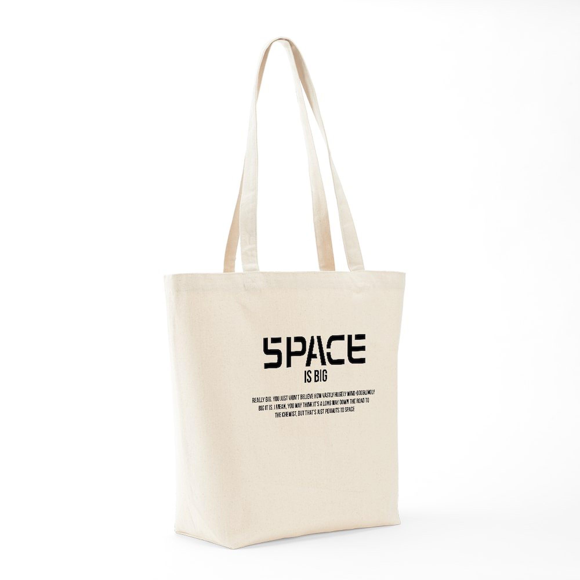 Space Is Big Natural Canvas Tote Bag - Eco-Friendly Reusable Shopping Bag for Groceries, Beach, Work & Travel