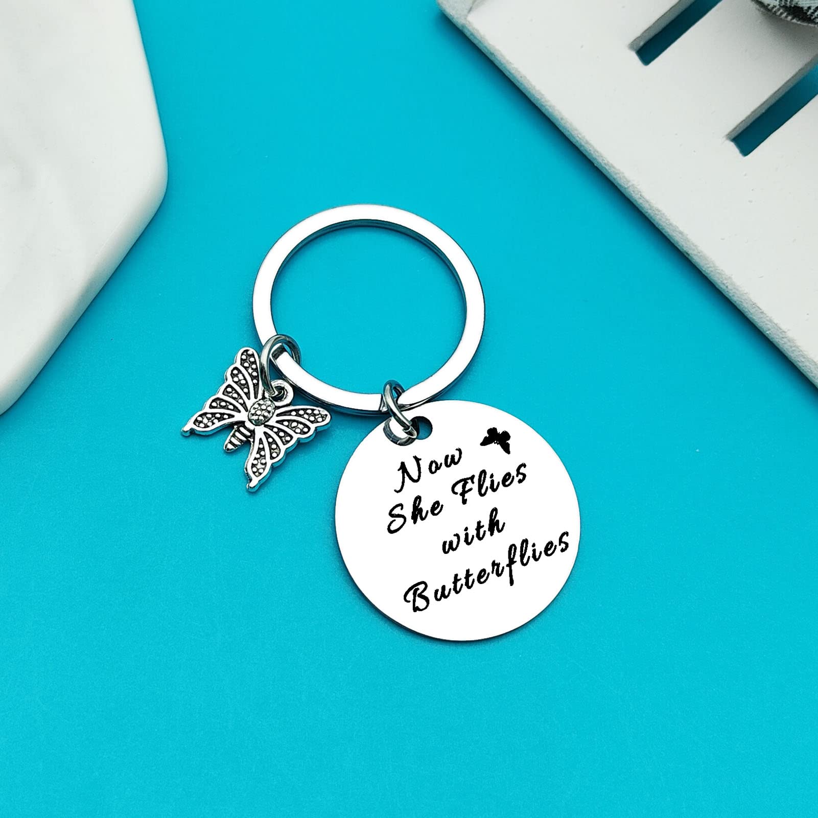 Butterfly Memorial Keychain - Sympathy Gift for Loss of Loved Ones - In Memory of Mom, Grandma, Wife, Sister, Daughter or Friend - Comforting Remembrance Gift for Grieving & Healing - Perfect for Funerals, Memorials & Keepsakes