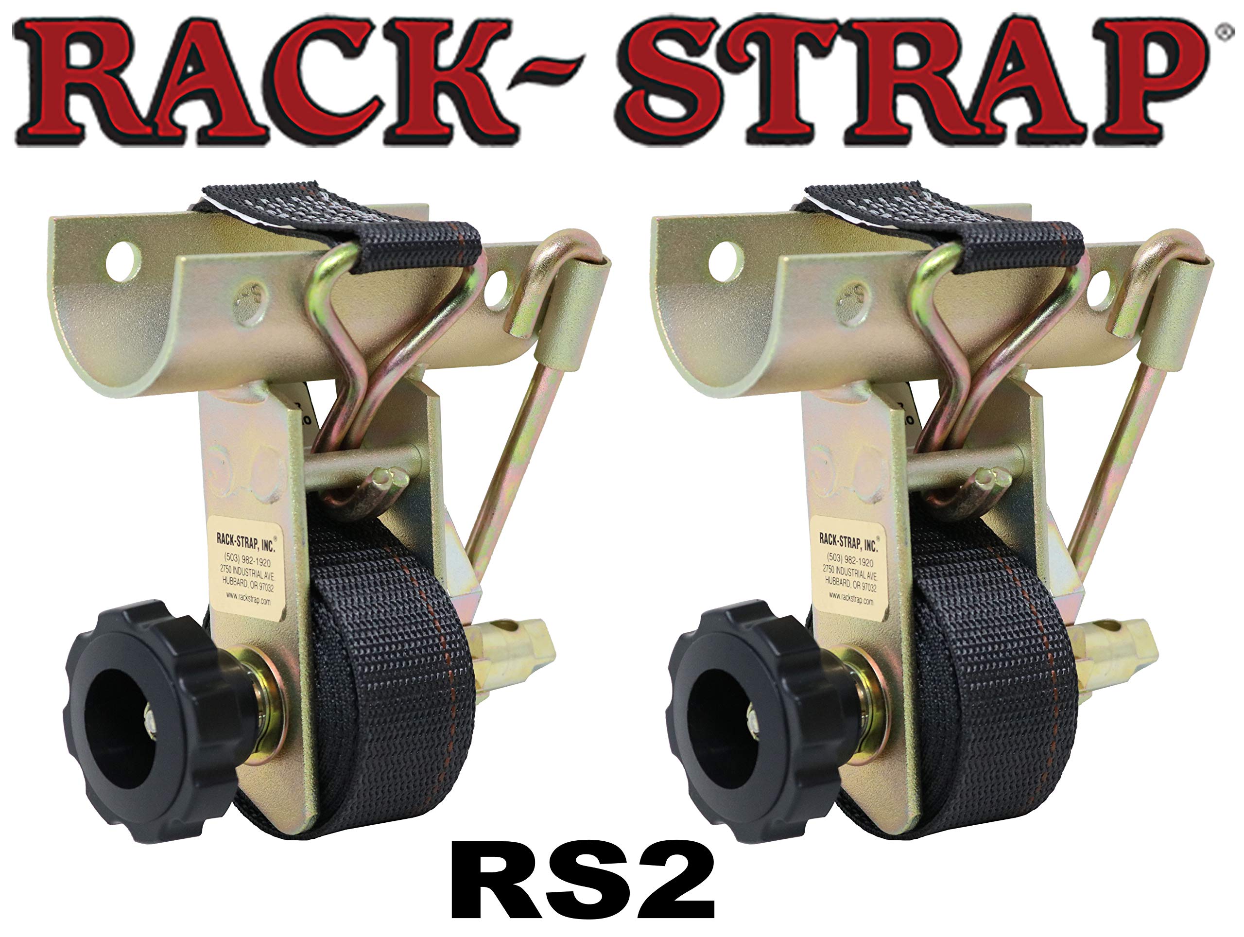 2 Pack Ladder Rack Tie-Down with 8ft Black Strap - for Secure Roof Transport