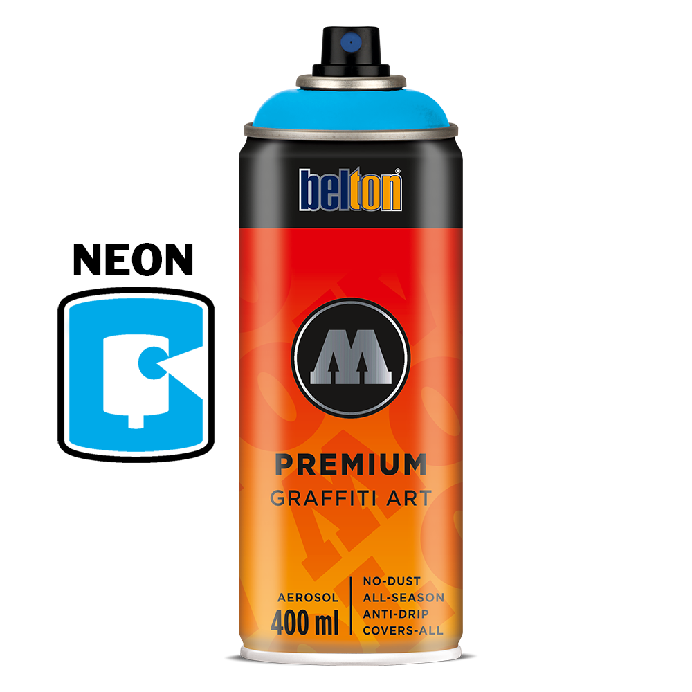 Molotow Premium Belton Neon Blue 400ML Spray Paint - High-Quality Graffiti & Street Art Supplies for Artists & DIY Projects